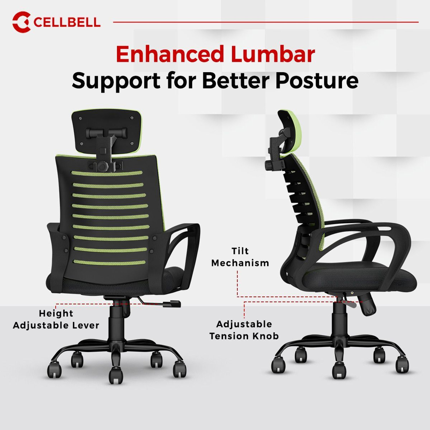 Image of CELLBELL Desire C104 High Back Fabric, Mesh Office Executive Chair