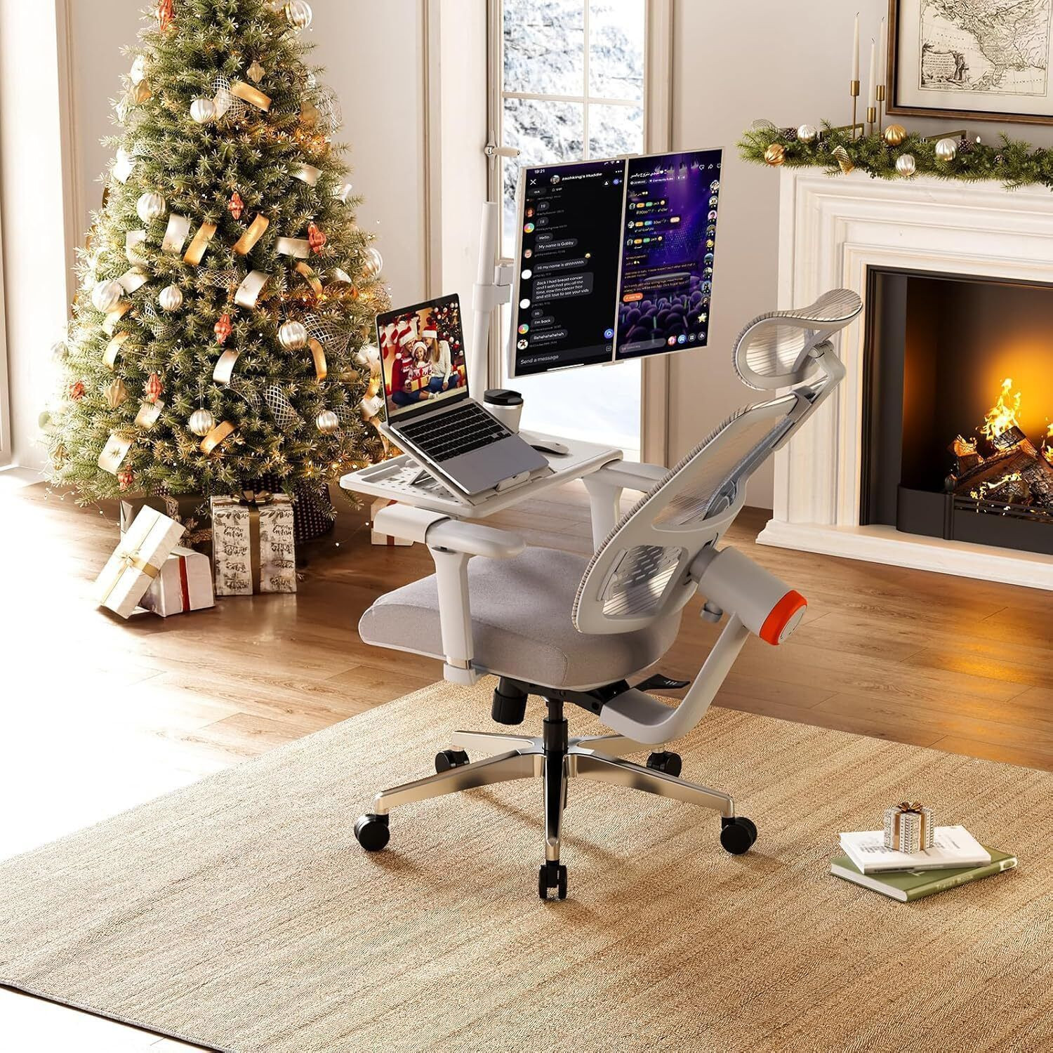 Image of Drogo Ergonomic Office & Computer chair with Lumbar Support, 4D Armrest, Recline, Tray Mesh Office Executive Chair