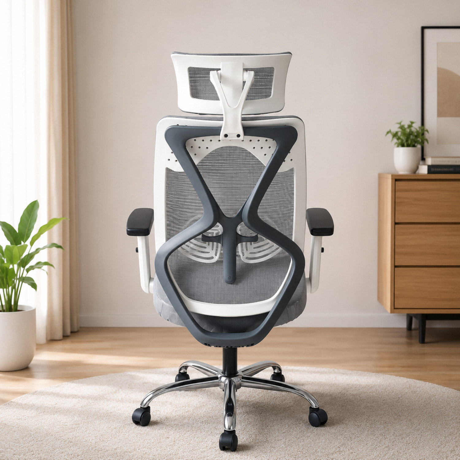 Image of KHUSSH Cotton, Cotton Blend Office Adjustable Arm Chair