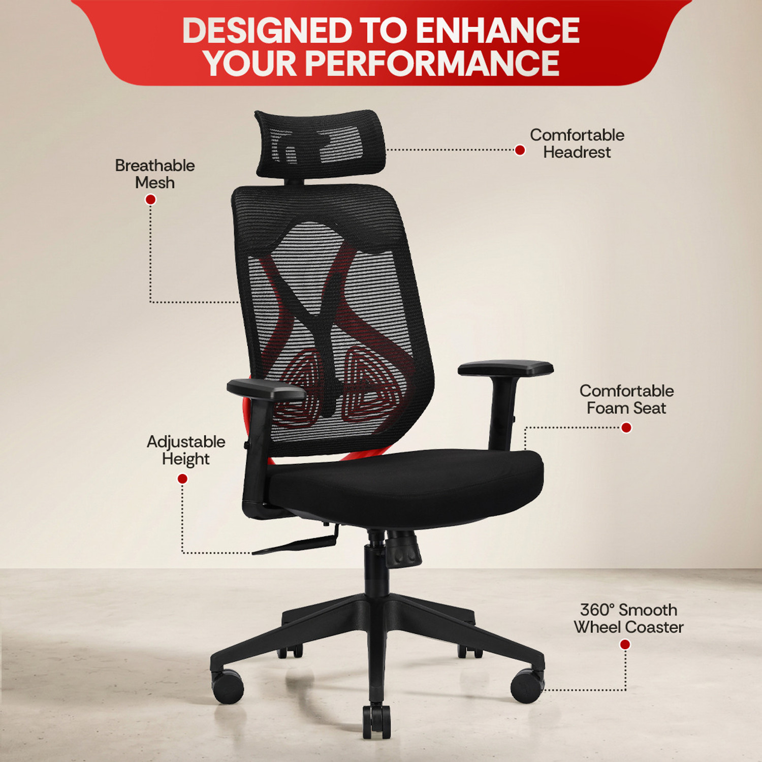Image of IAFA Ergolux High Back Ergonomic Office Chair with Heavy Duty Metal Base Mesh Office Adjustable Arm Chair