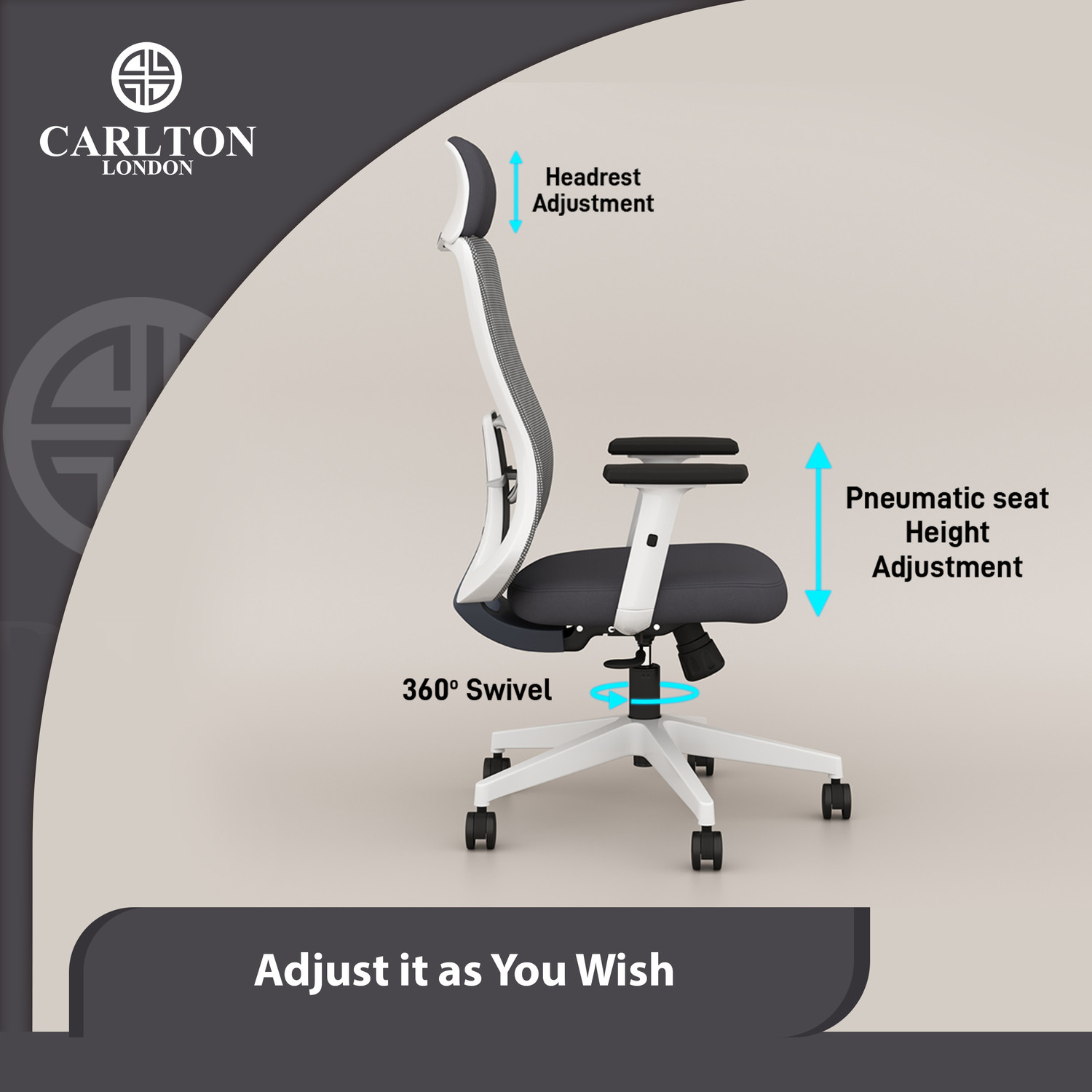 Image of CARLTON LONDON ErgoSmart Fabric, Mesh Office Adjustable Arm Chair
