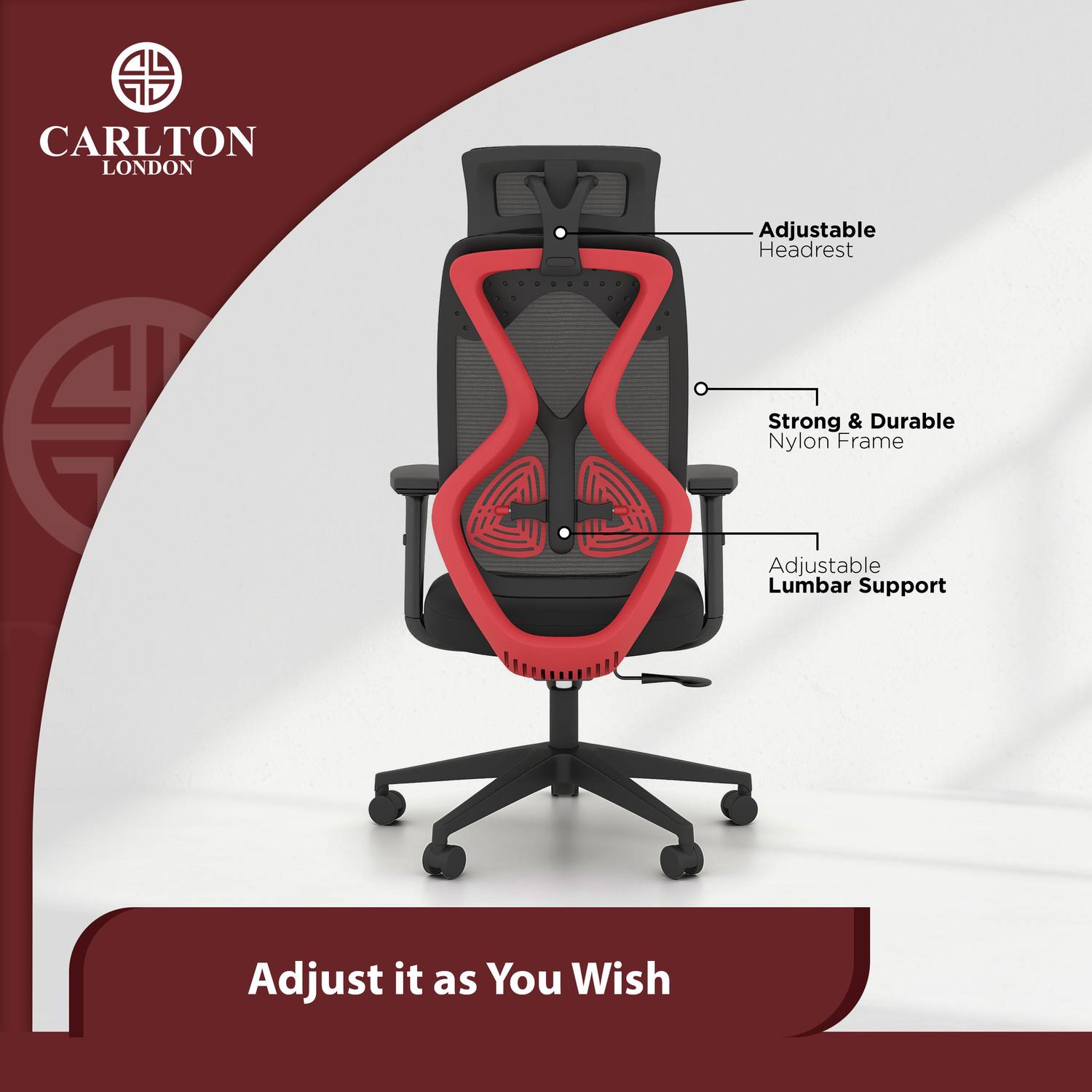 CARLTON Atlas Mesh Office Chair, Black - Image 4