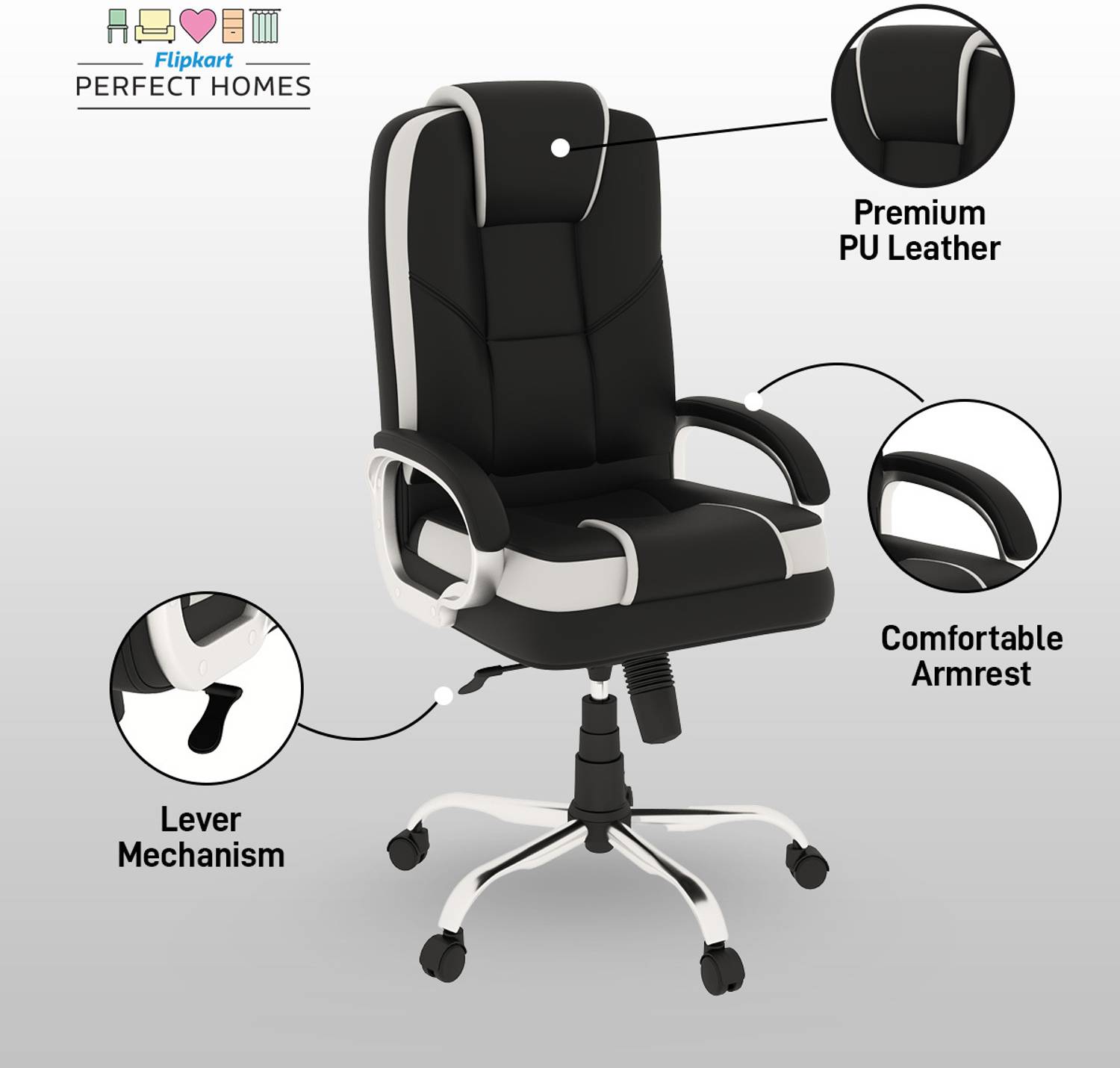 Flipkart Perfect Homes Opulon High Back Leatherette Chair - Image 4