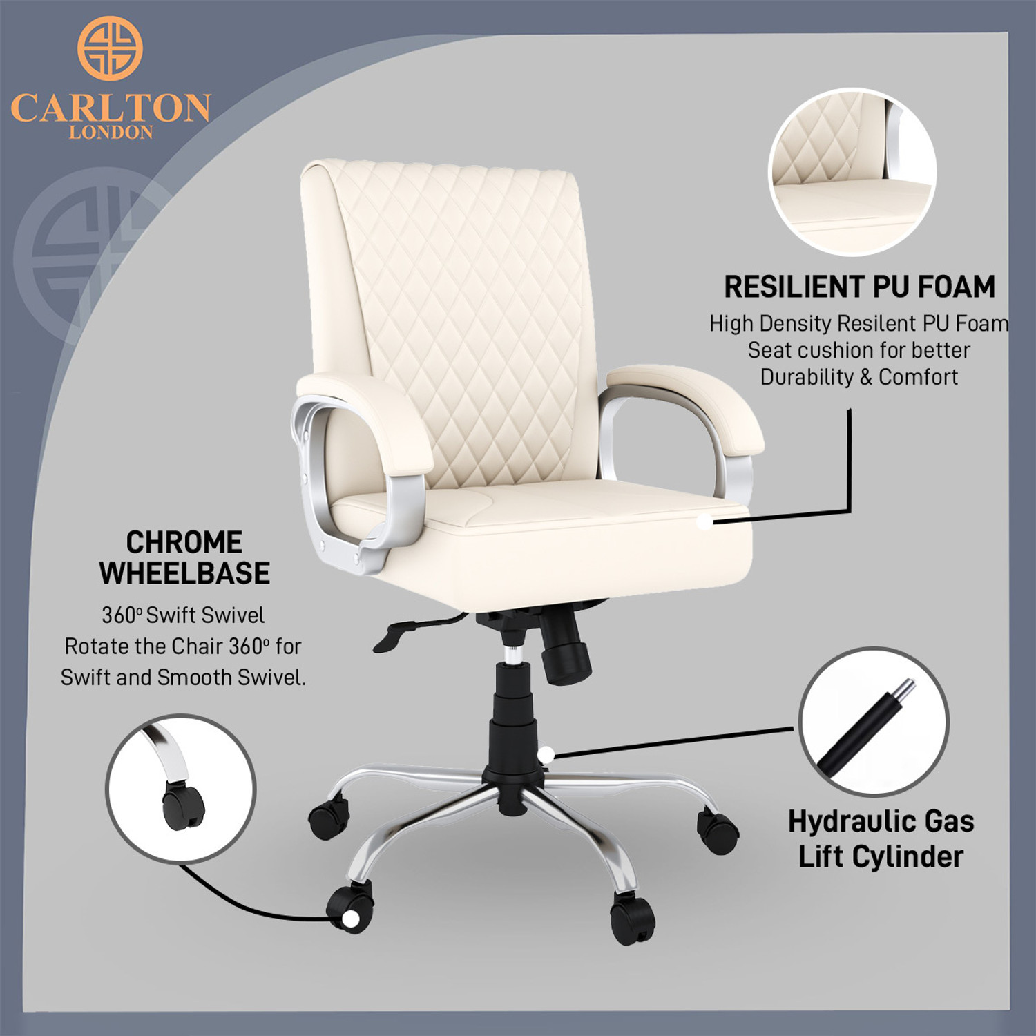 Image of CARLTON LONDON Pebble Leatherette Office Executive Chair