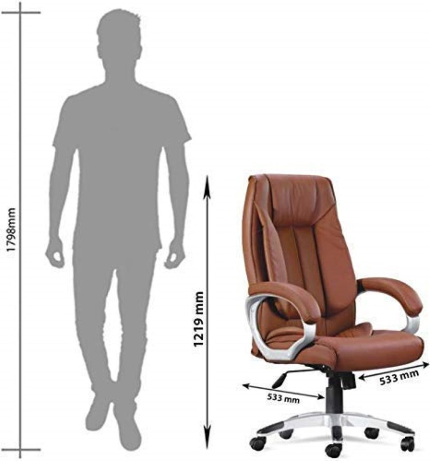 Image of KRISHTHA Boss High Back Ergonomic Revolving Leatherette Office Executive Chair