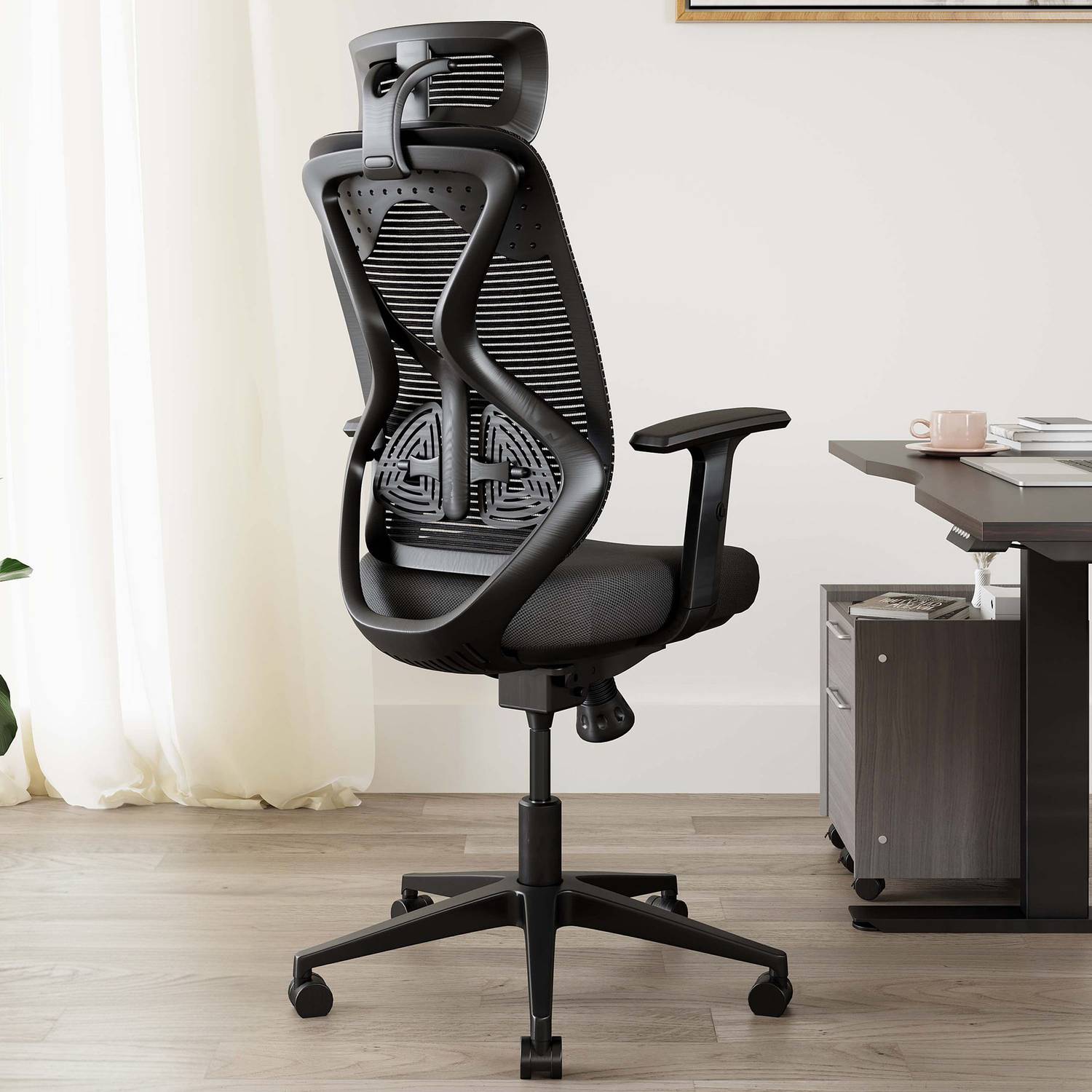 CARLTON LONDON Atlas Mesh Office Adjustable Arm Chair (Black, Opt...mo