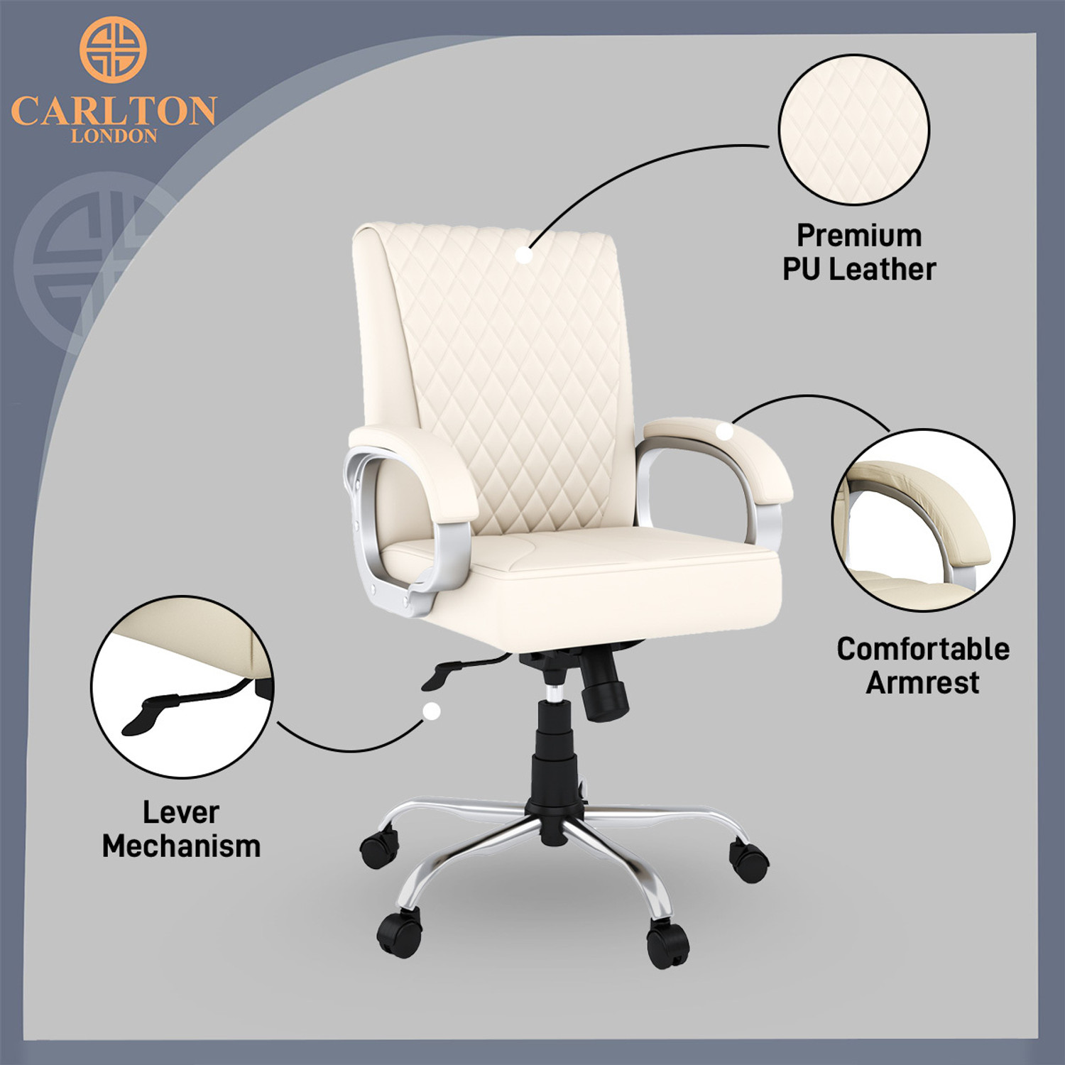 Image of CARLTON LONDON Pebble Leatherette Office Executive Chair
