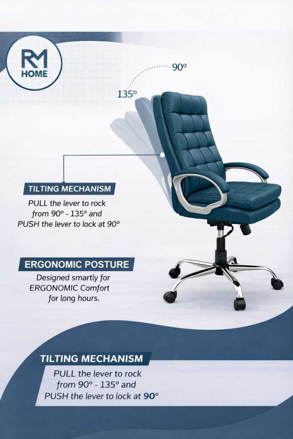 Image of RM HOME RM home Sera Premium Leather Boss office chair Leatherette Office Executive Chair