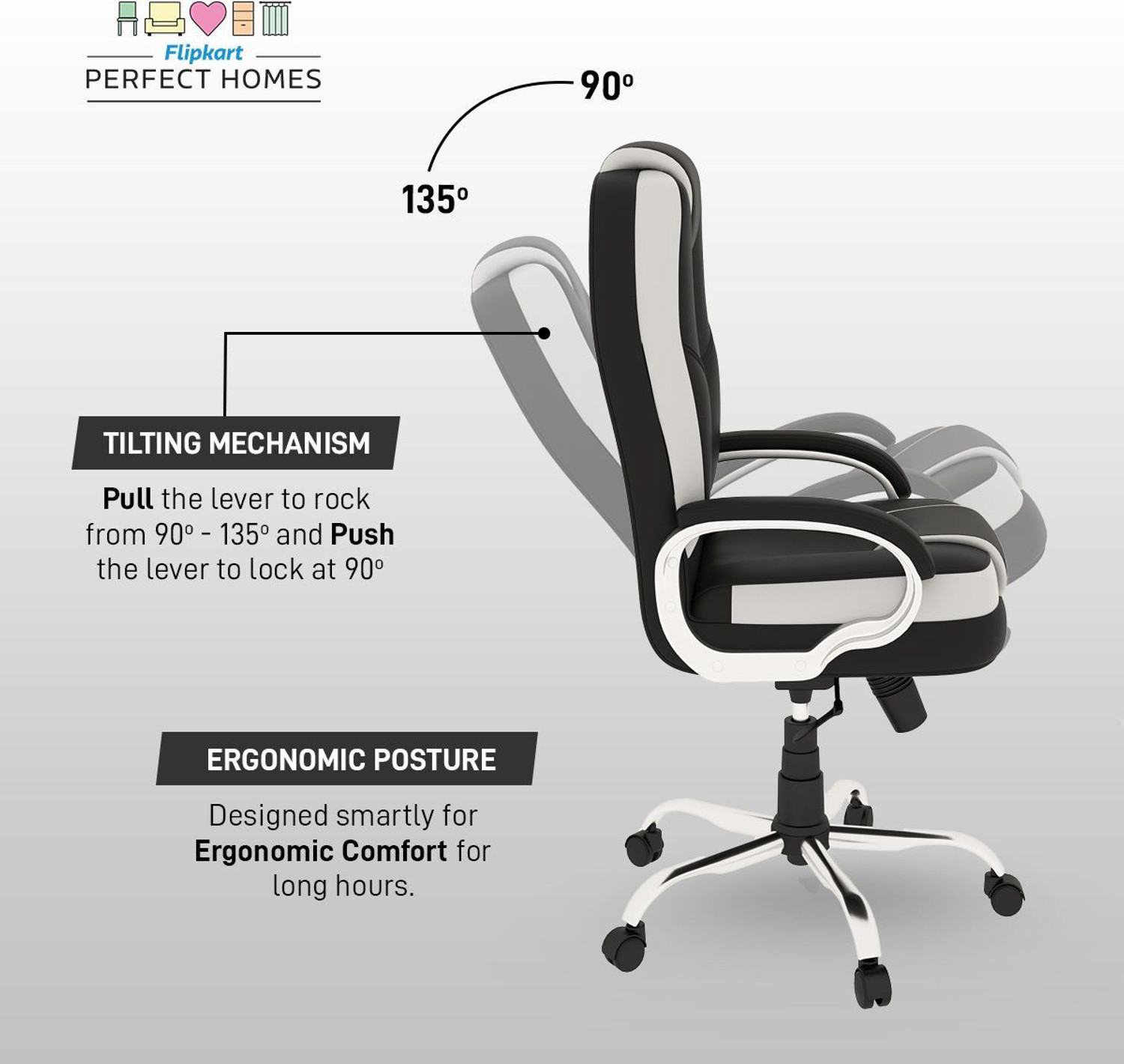 Image of Flipkart Perfect Homes Opulon High Back Leatherette Office Executive Chair Leatherette Office Executive Chair