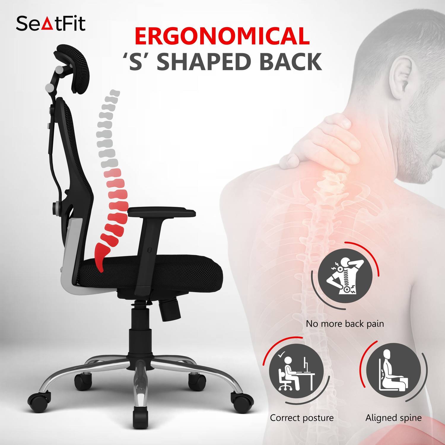 SEATFIT Mesh Matrix Ergonomic Office Chair - Image 3