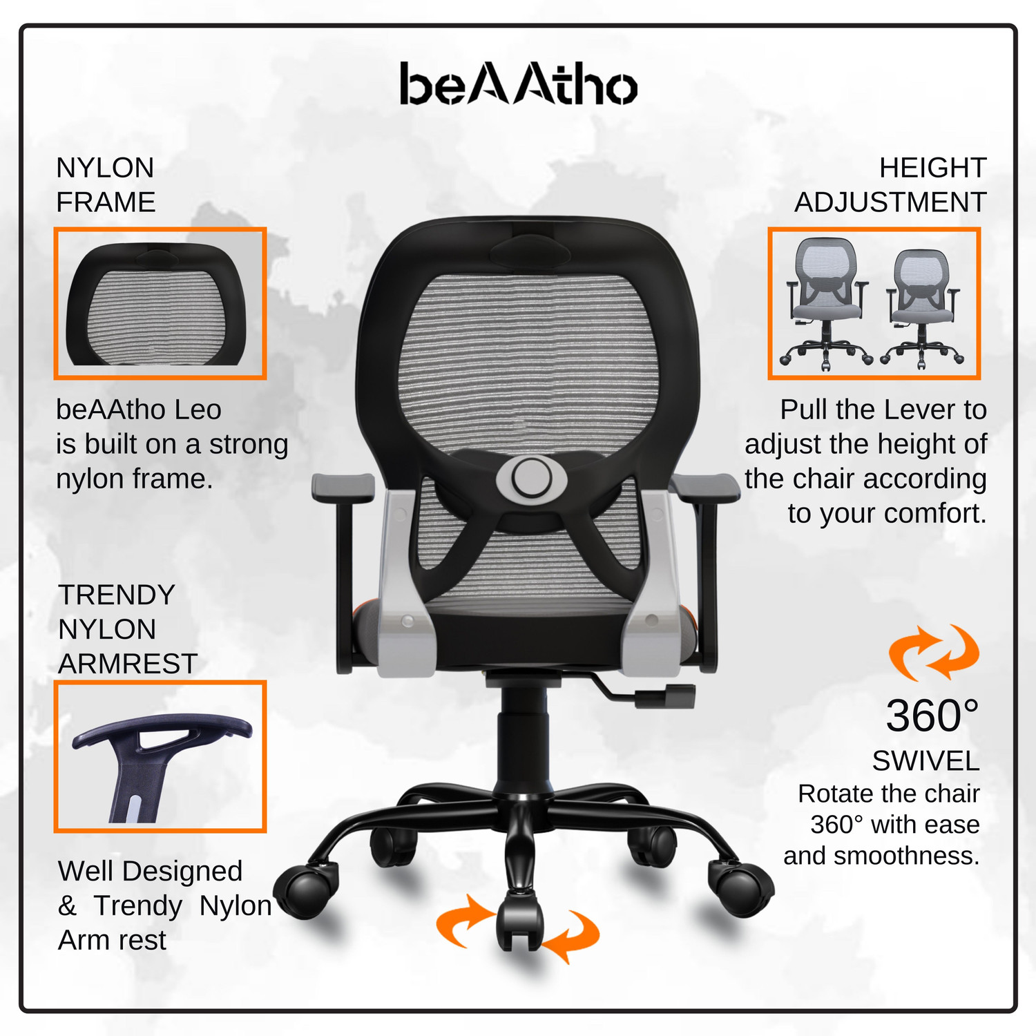 Image of beaatho Leo Midback office chair Nylon Office Executive Chair