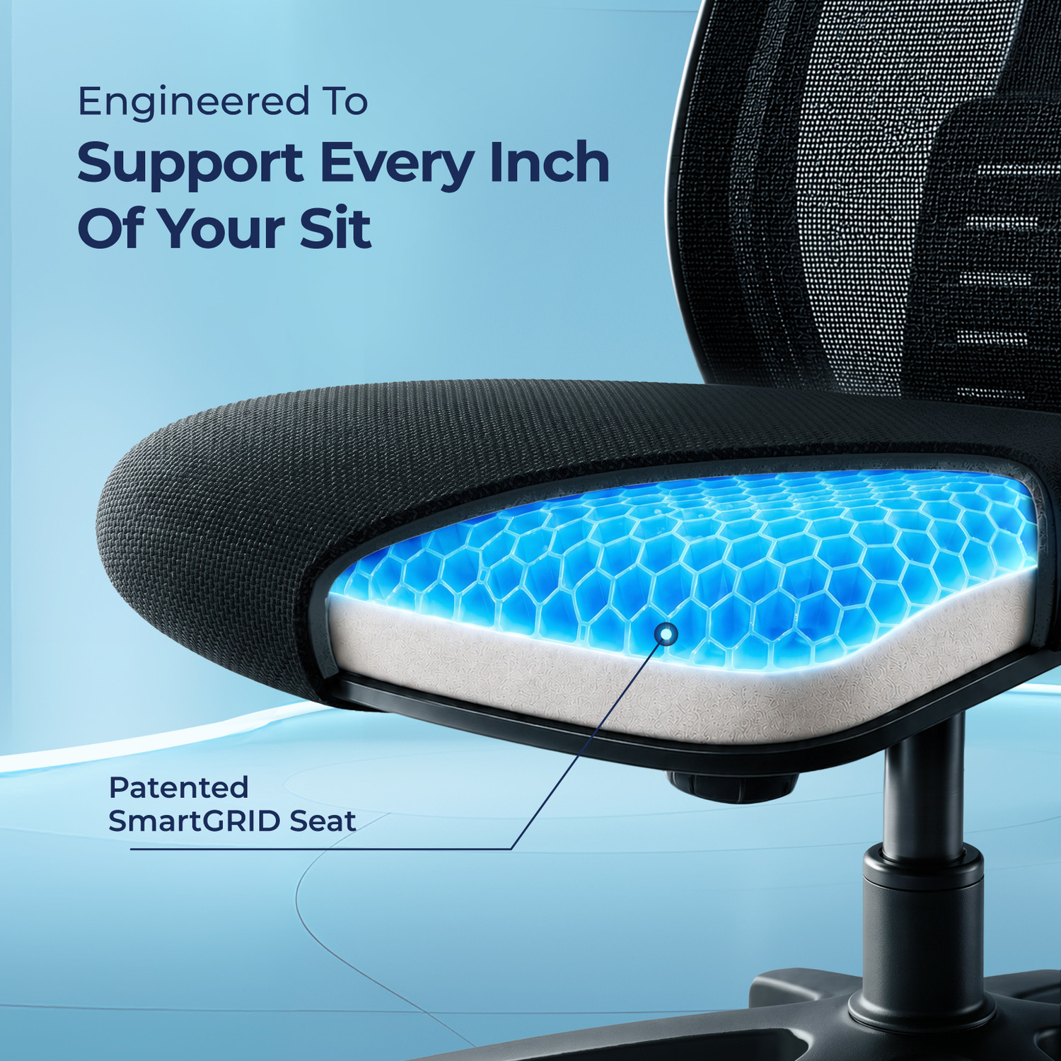 Image of The Sleep Company SwivL Ergonomic Chair | SmartGRID Seat | Adjustable Armrest 135Recline Mesh Office Executive Chair
