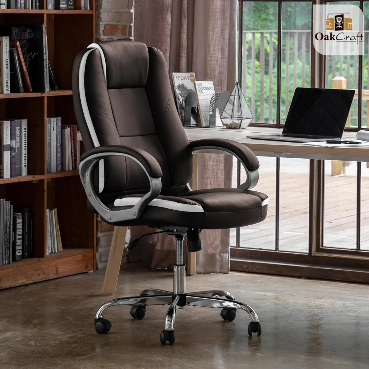 Image of Oakcraft Luxury HIGH Back with Steel Base Leatherette Office Executive Chair