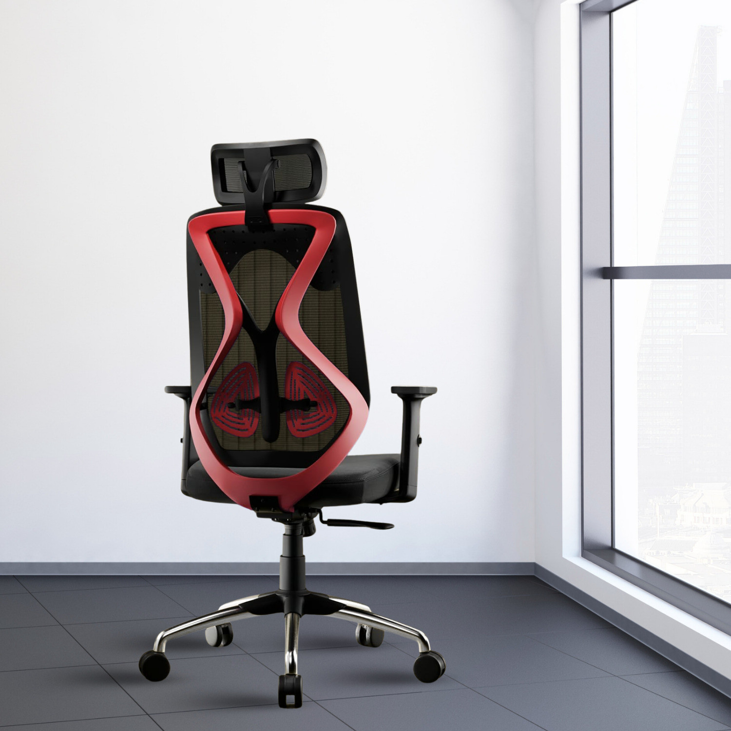 Image of ACTIVA Hector Ergonomic Mid Back Office Chair| Synchro Mechanism Tilt / 2D Armrest Nylon Office Adjustable Arm Chair