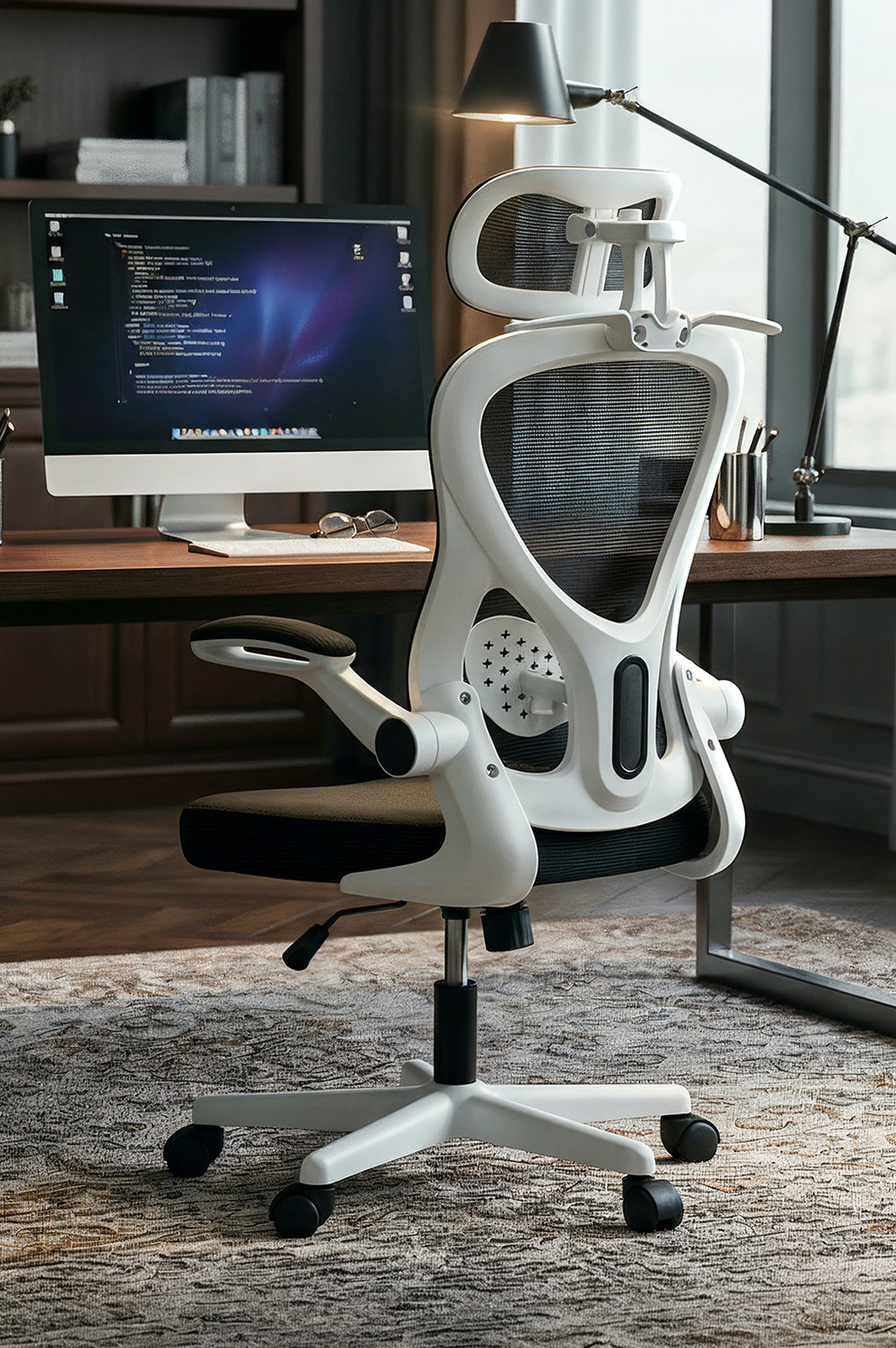 Image of Drogo Ergonomic Office Chair for Work from Home with Armrest, Headrest&Lumbar Support Mesh Office Adjustable Arm Chair