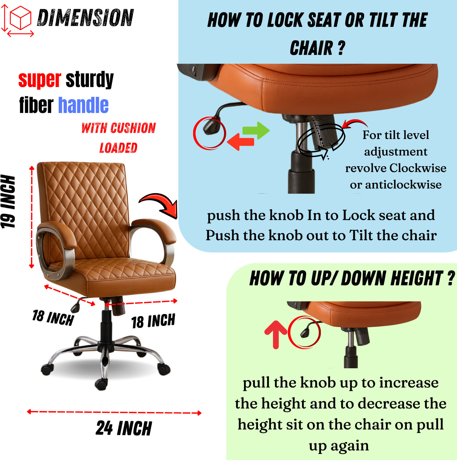 Image of Newturn BETA mid-Back Work form home /office Chair with 2 Yrs Prts replc. wrty Leatherette Office Adjustable Arm Chair