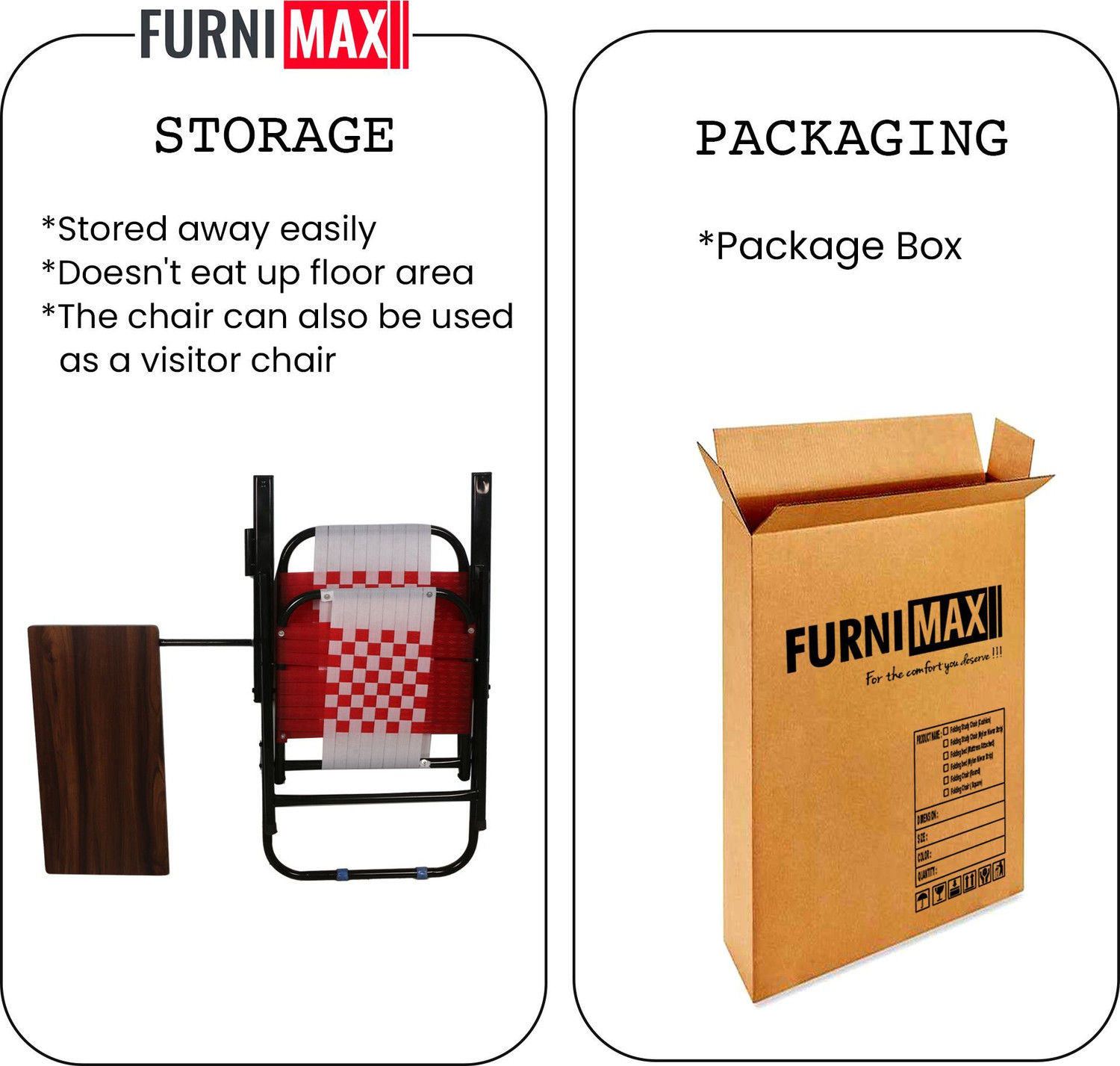 Image of NEXOR Folding Study Chair Nylon Heavyduty Niwar Patta Strips & Adjustable Writing Pad Nylon Study Folding Chair