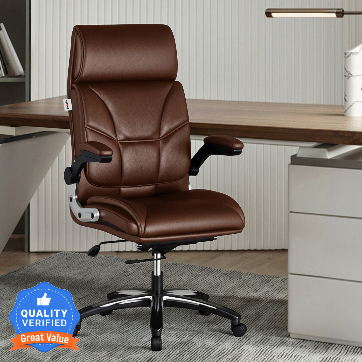 Image of SEATFIT Leatherette Office Adjustable Arm Chair