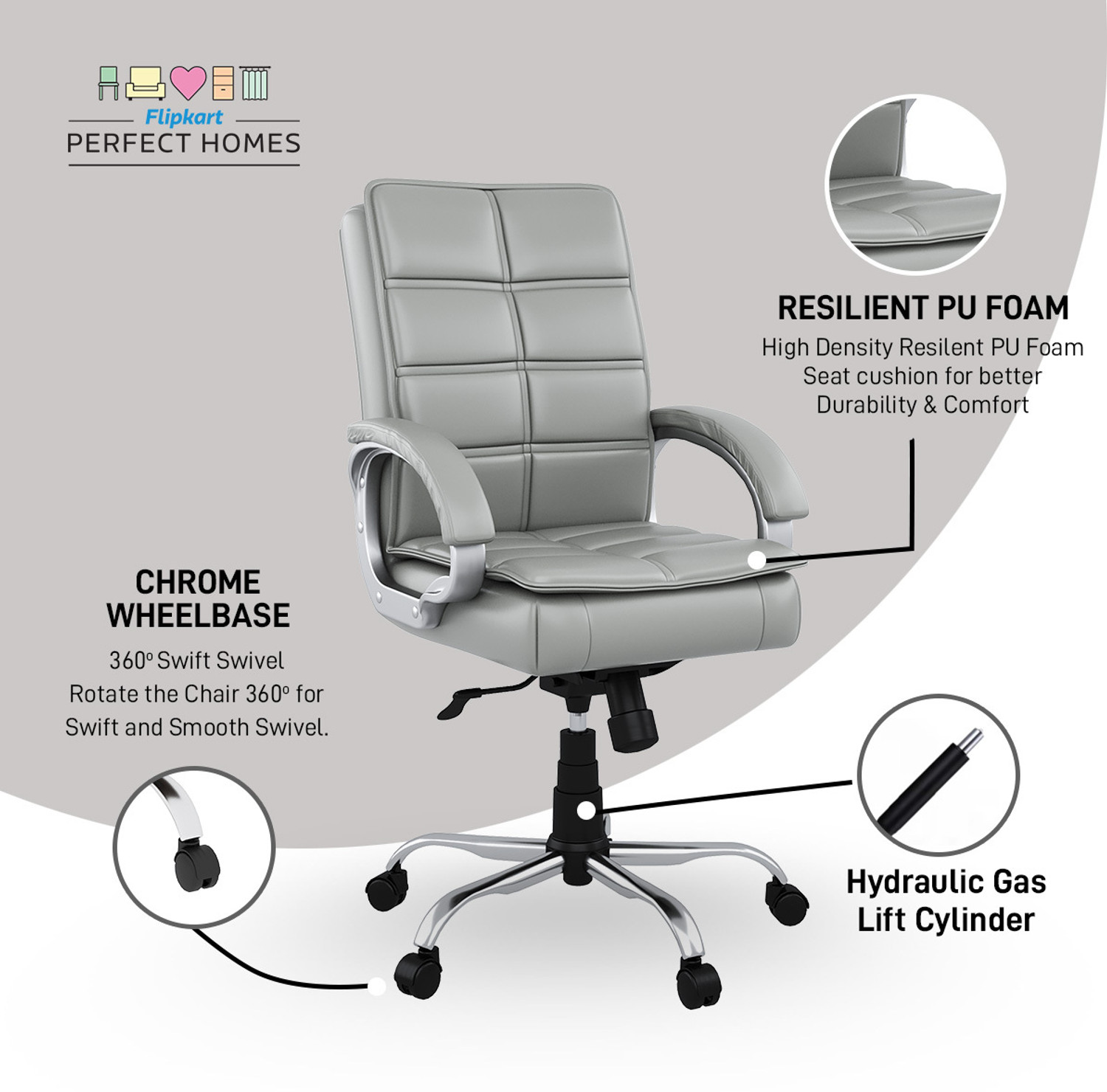 Image of Flipkart Perfect Homes LEO Leatherette Office Executive Chair