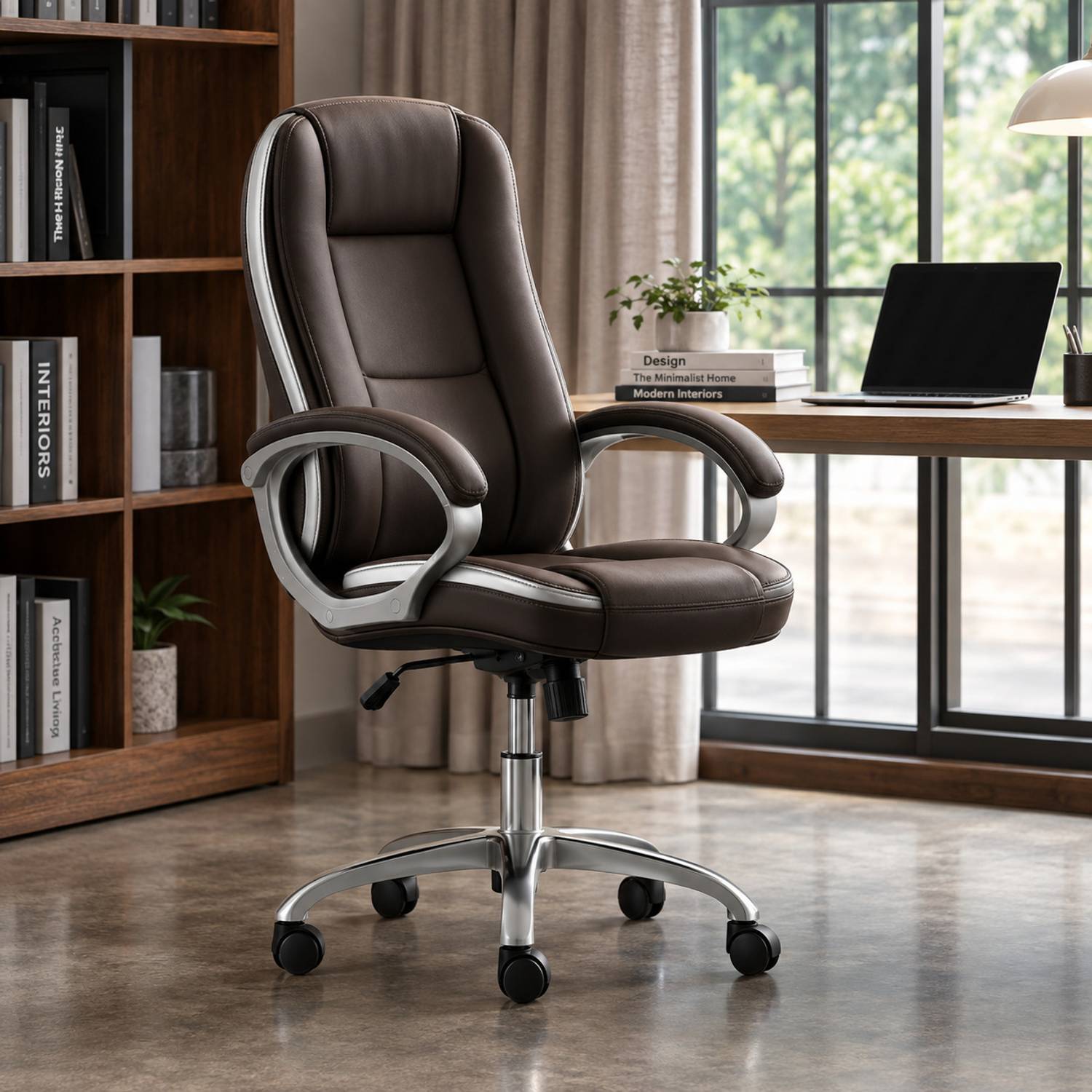 Oakcraft Luxury High Back Steel Base Leatherette Chair - Image 2