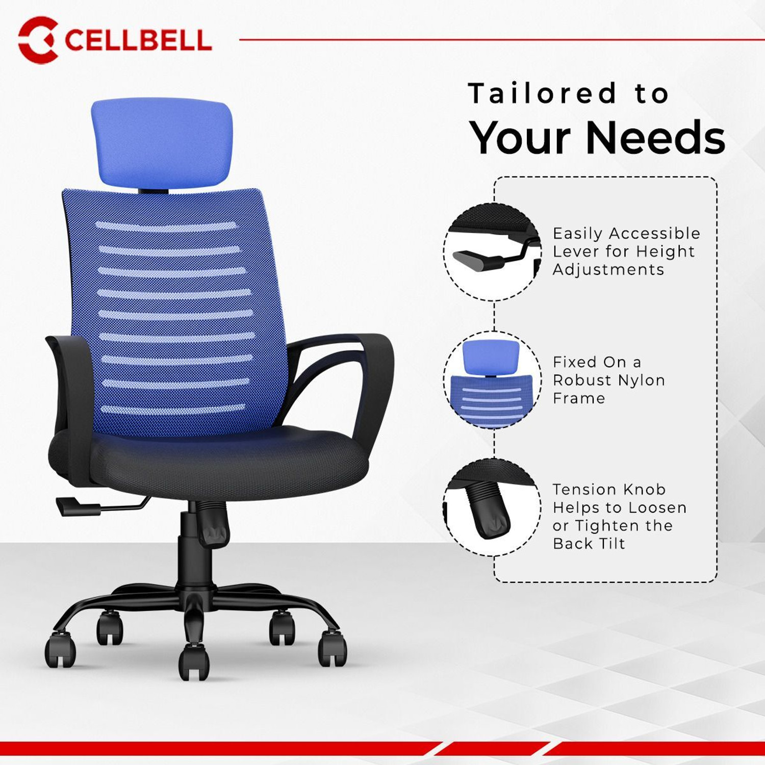 Image of CELLBELL Desire C104 High Back Fabric, Mesh Office Executive Chair