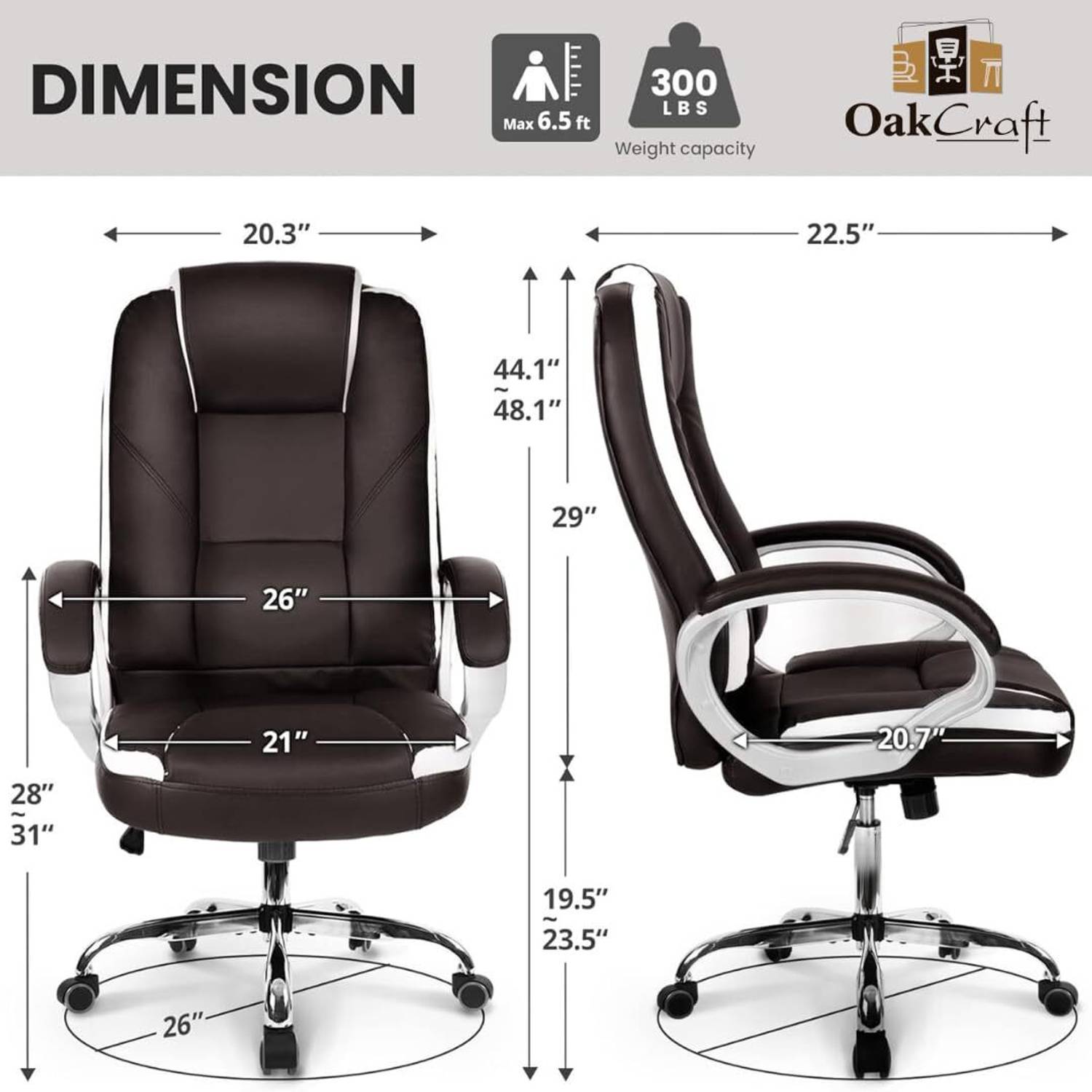 Oakcraft Luxury High Back Steel Base Leatherette Chair - Image 3