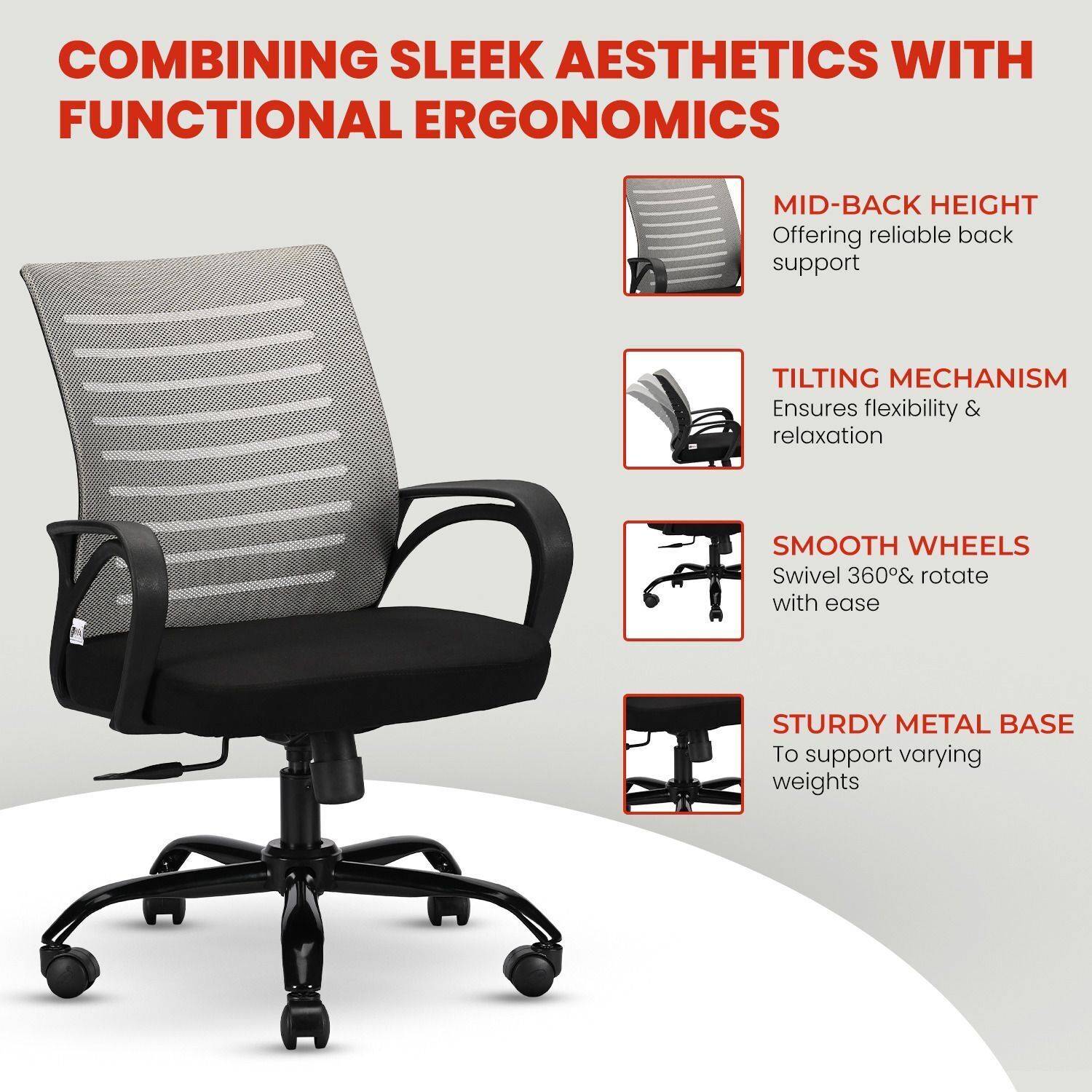 IAFA Diego Mid Back Ergonomic Office Chair - Image 3