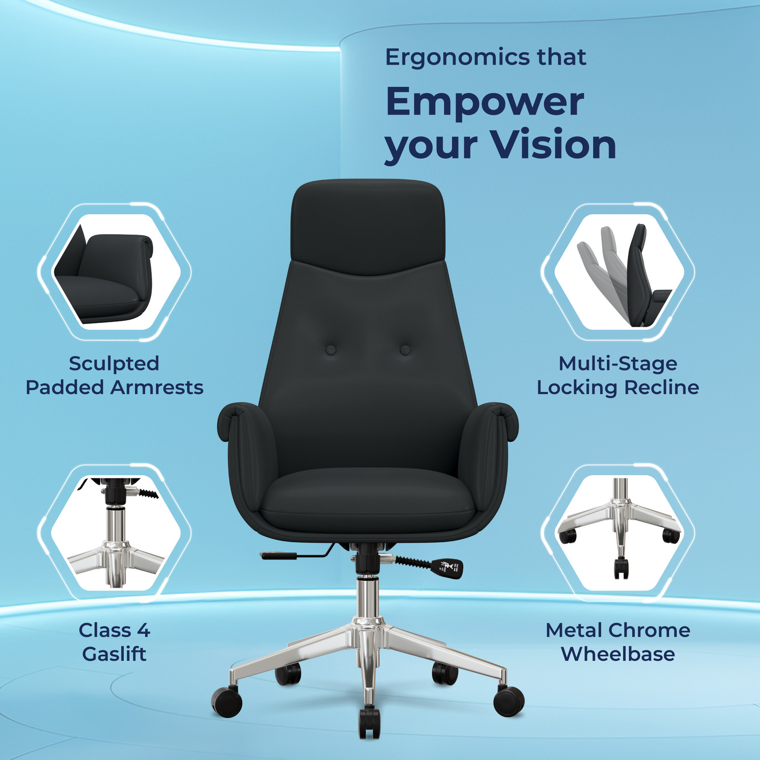Image of The Sleep Company SmartGRID Aura Leatherette Office Executive Chair