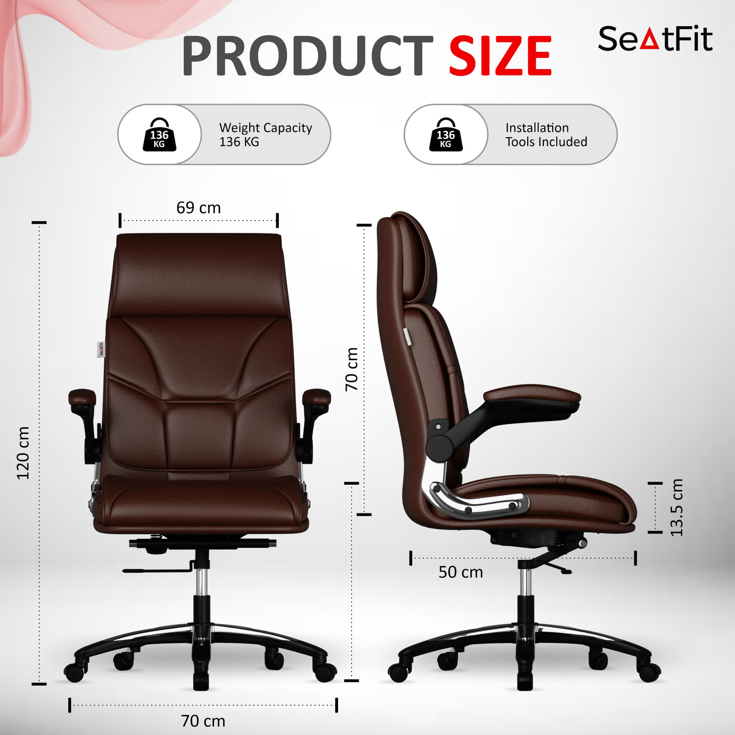 Image of SEATFIT Leatherette Office Adjustable Arm Chair