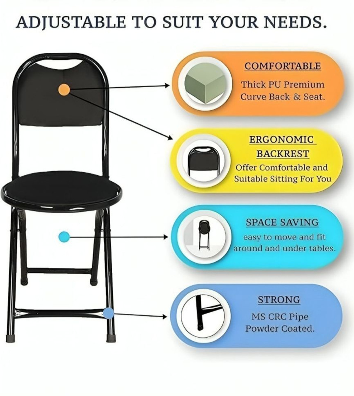 Image of Pace-Innovations pace innovations folding chair for home & kitchen /restraunt /metal outdoor chair Cotton Study Folding Chair
