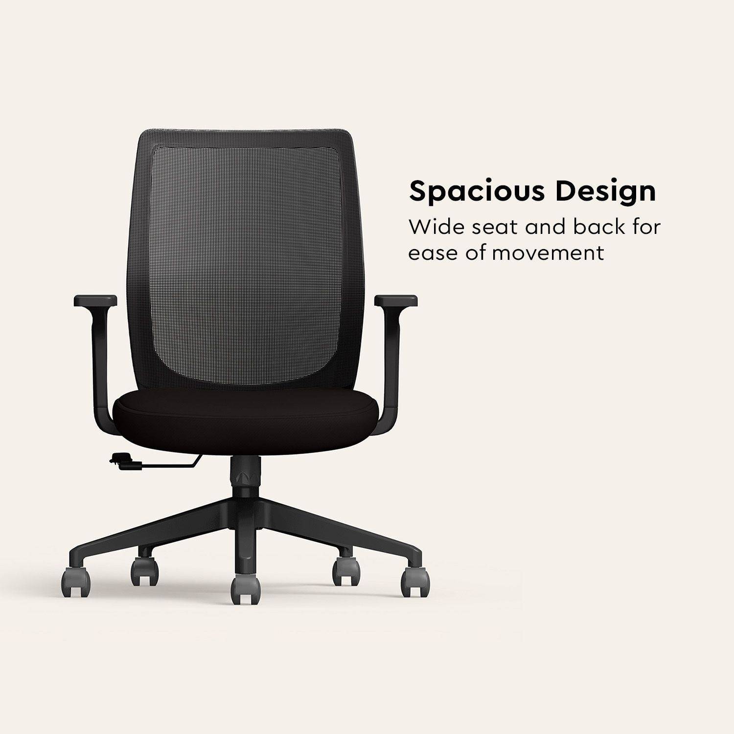 Interio by Godrej Curv Wide Back Fabric Office Arm Chair Black - Image 2