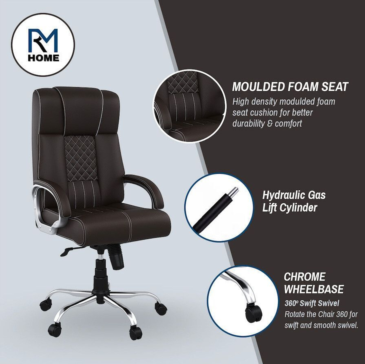 Image of RM HOME Lauren Leatherette Office Executive Chair