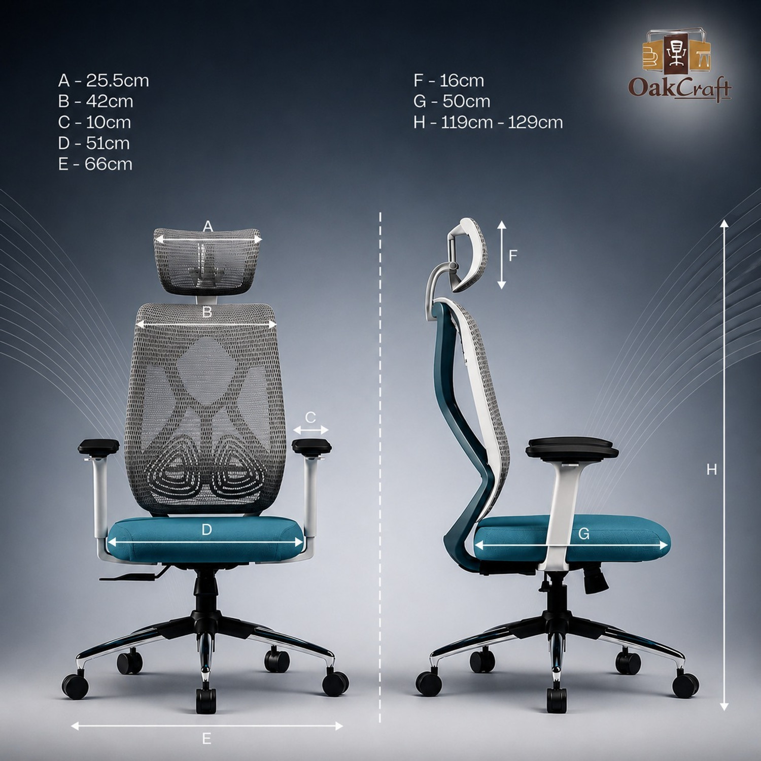 Image of Oakcraft Mesh Office Adjustable Arm Chair