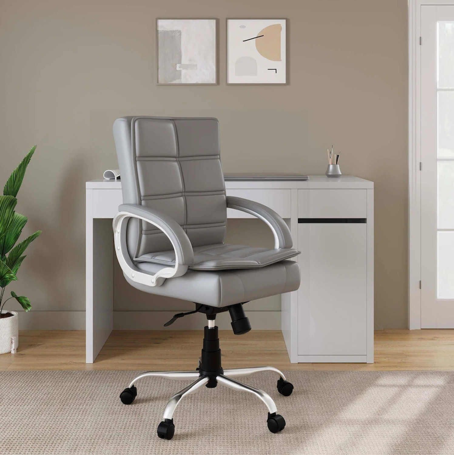 Image of RM HOME Mary Leatherette Office Arm Chair