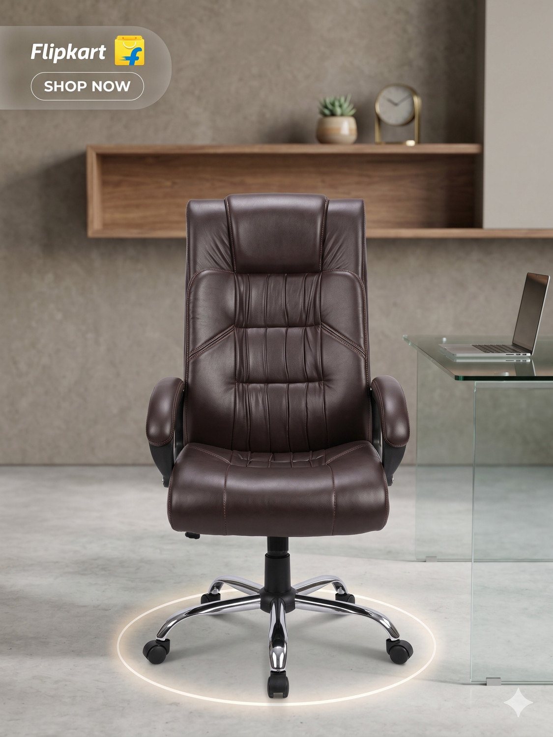 Image of COZY CUB HIGH Back with Steel Base and 1 Year manufacturer Warranty on the Product Leatherette Office Executive Chair