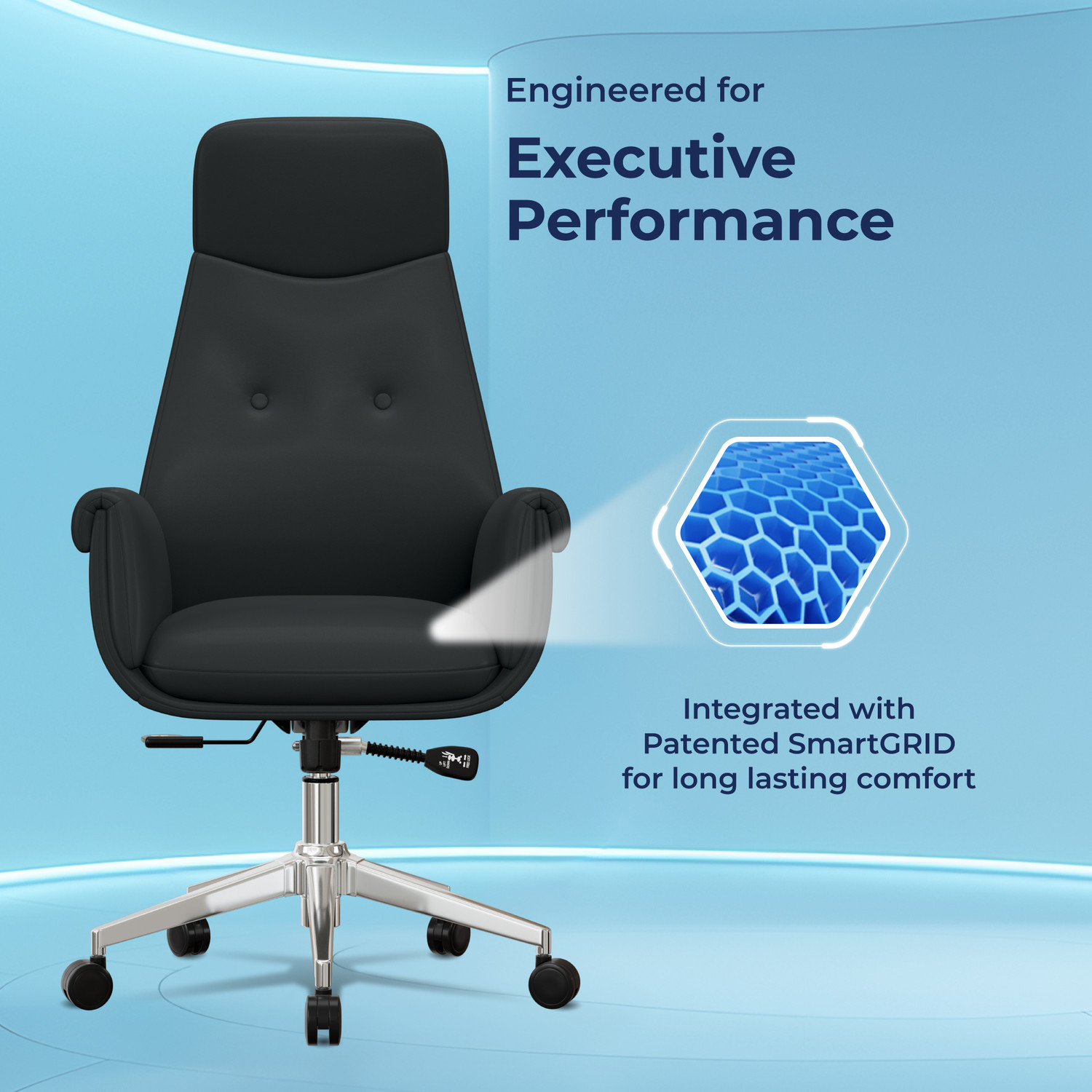 Image of The Sleep Company SmartGRID Aura Leatherette Office Executive Chair