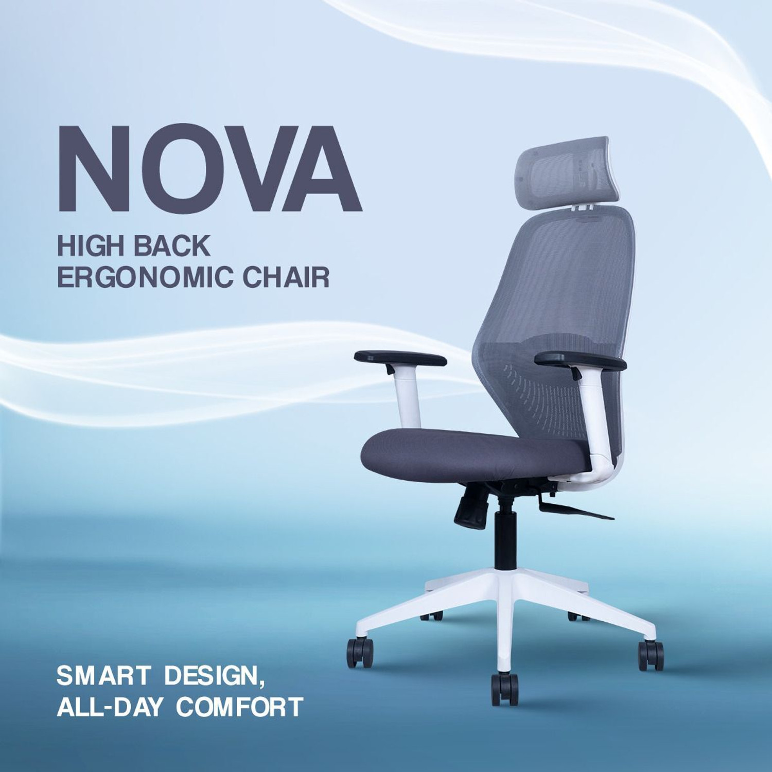 Image of IAFA Nova High Back Ergonomic Office Chair With Heavy Duty Metal Base Mesh Office Adjustable Arm Chair