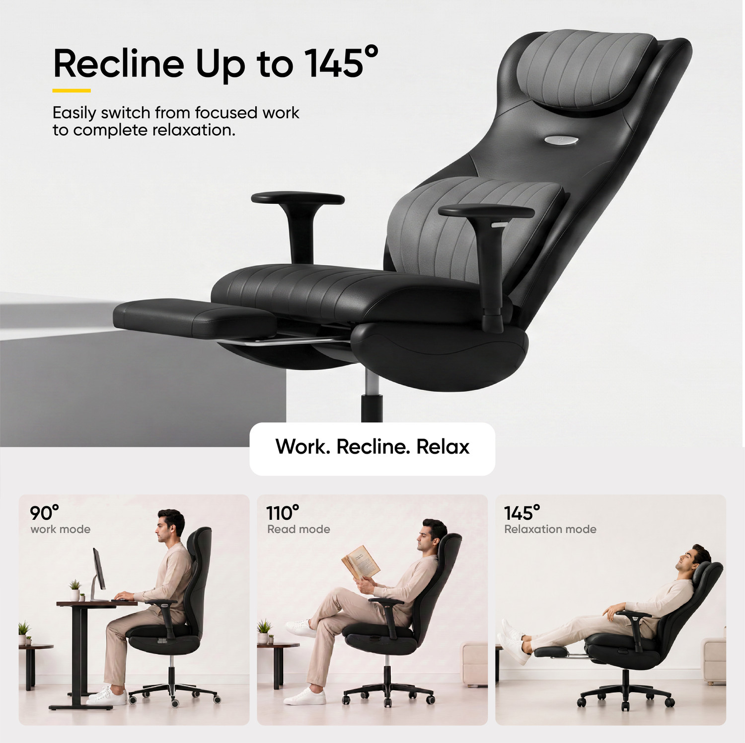 Image of Frido Premium ErgoLuxe Executive Office Chair | Lumbar Support | 3D Adjustable Armrest Leather Office Executive Chair