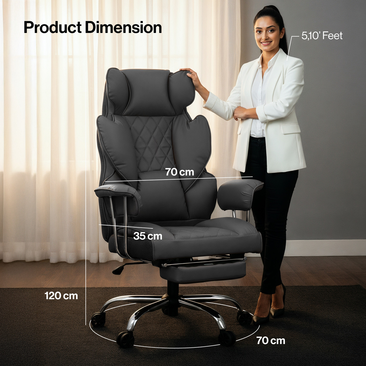 Image of Drogo Ergonomic High Back Computer Office Chair with 400LBS CushionSeat Armrest PU Leather Office Executive Chair