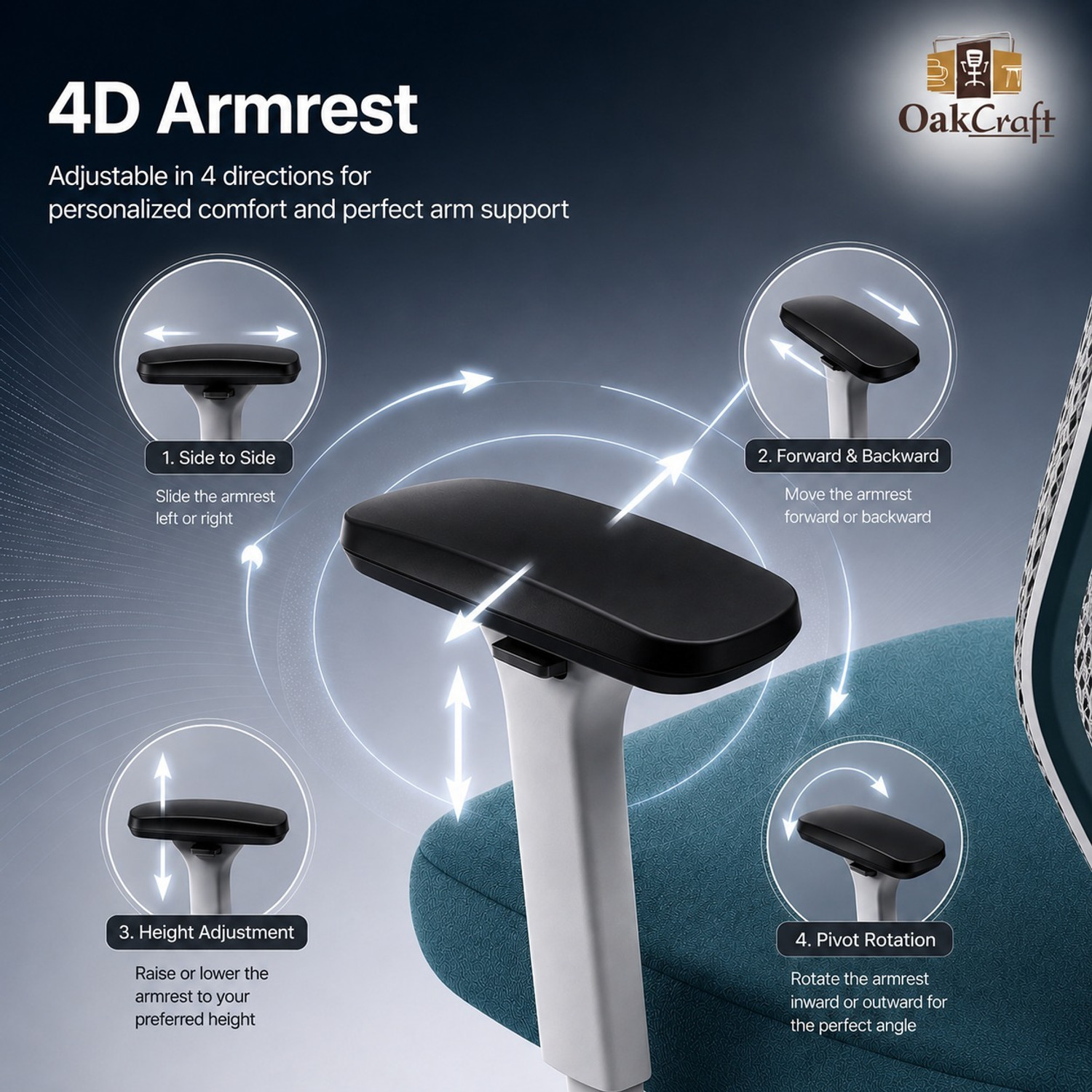 Image of Oakcraft Mesh Office Adjustable Arm Chair
