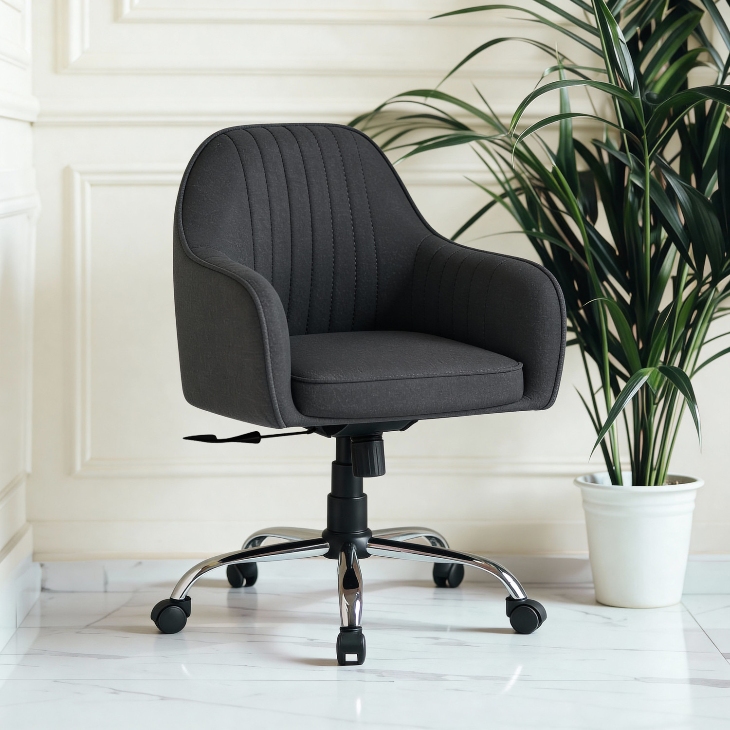 Image of SEATFIT Velvet Ergonomic Desk Chair with Recline, Swivel & Adjustable Height Home Office Full-Aniline Leather Office Executive Chair