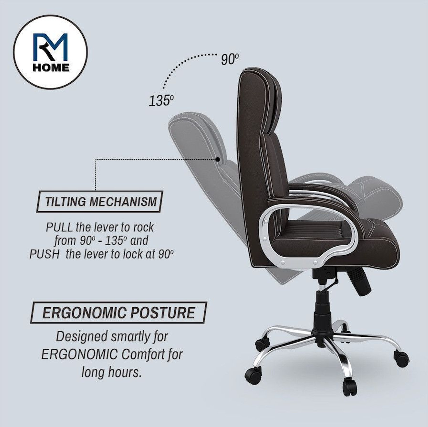 Image of RM HOME Lauren Leatherette Office Executive Chair