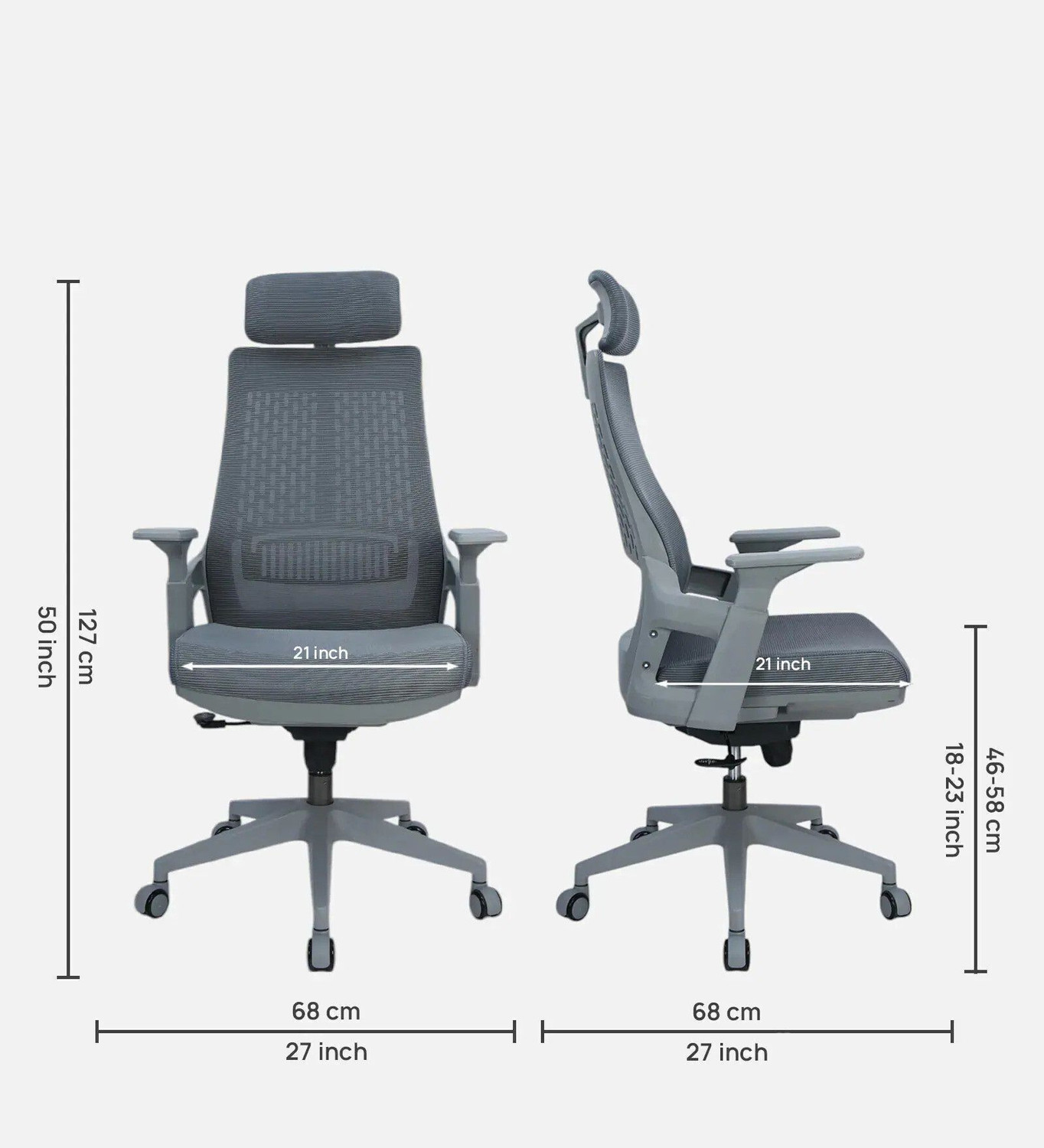Image of Mintwud From Pepperfry Arisa High Back Ergonomic /Breathable Mesh Chair For Office /Home Nylon Office Arm Chair