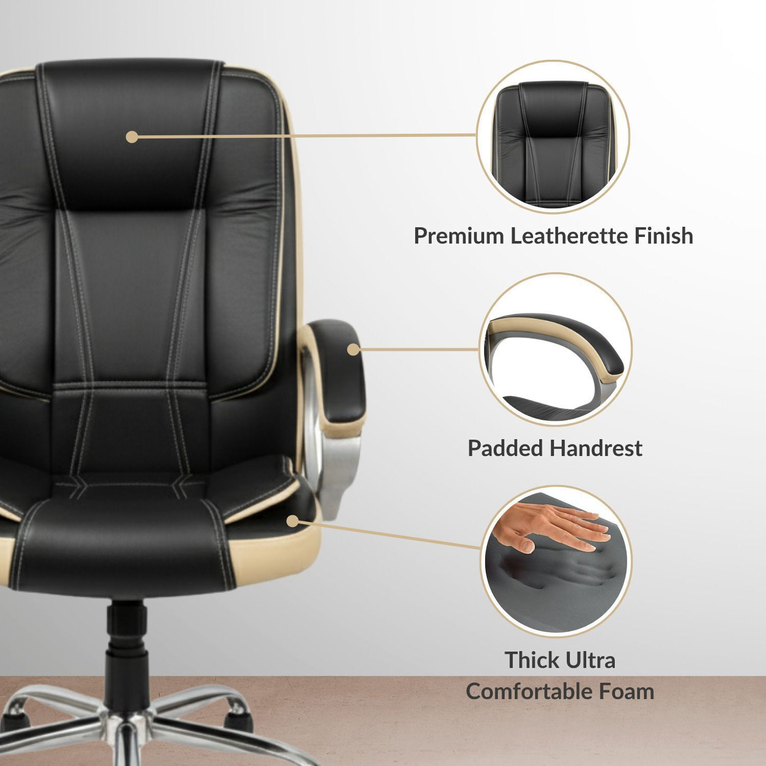Image of ACTIVA Venture Ergonomic Office Chair| Swivel Chair with Adjustable Height Leatherette Office Adjustable Arm Chair