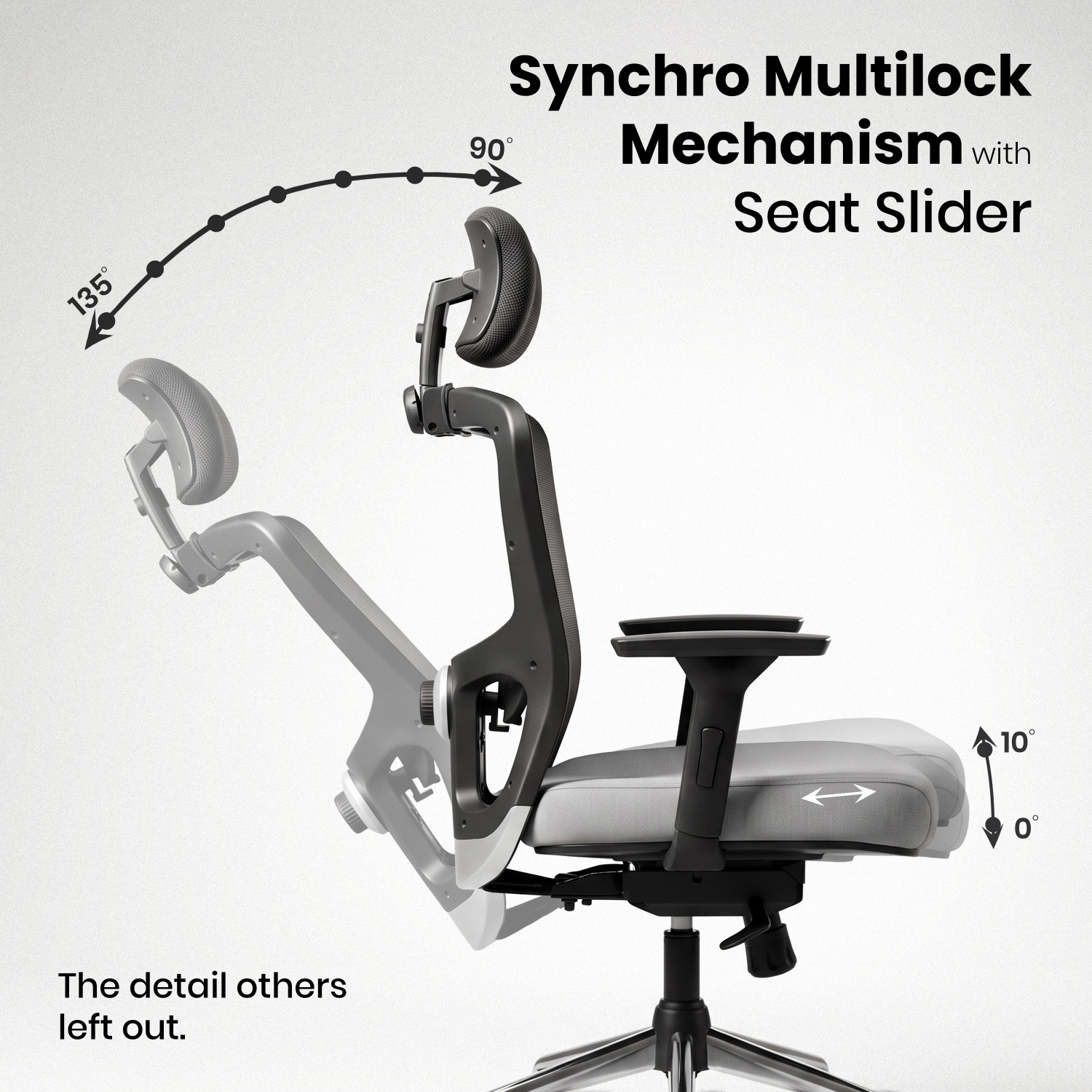Image of Make My Chairs Jazen Prime Ergonomic Mesh Office Chair for Work|5 Years Warranty|Seat Slider Mesh Office Adjustable Arm Chair