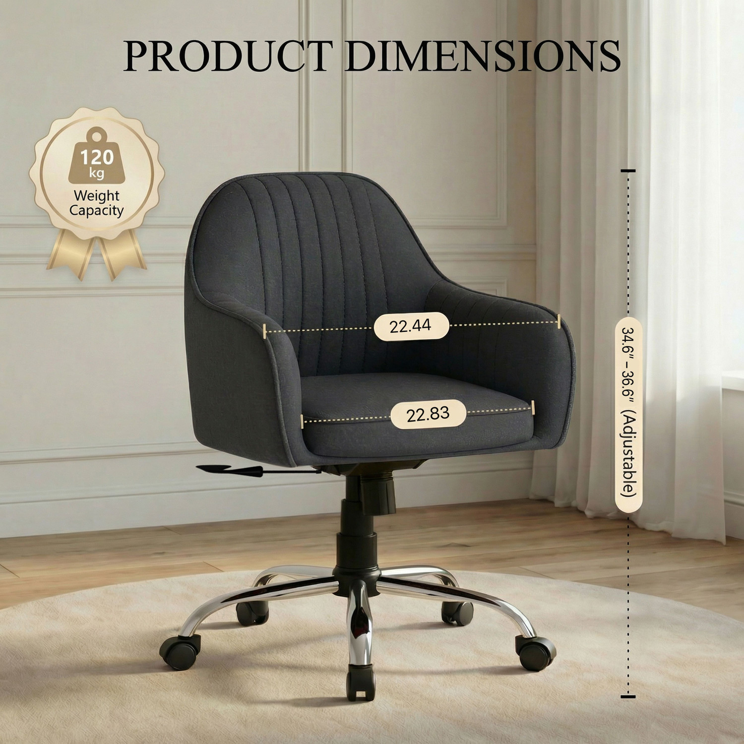 Image of SEATFIT Velvet Ergonomic Desk Chair with Recline, Swivel & Adjustable Height Home Office Full-Aniline Leather Office Executive Chair
