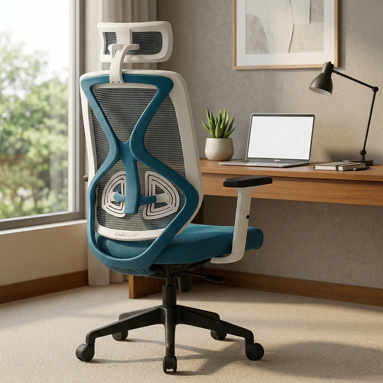 Image of Oakcraft Hurricane Ergonomic High Back Chair with Synchro Tilt for Office & Home Use Mesh Office Adjustable Arm Chair