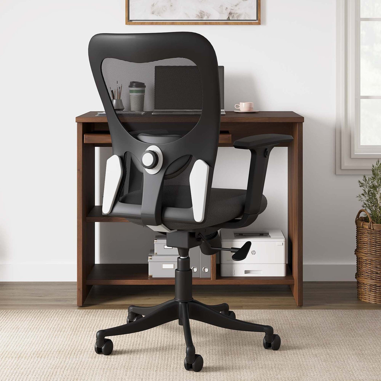 Image of Flipkart Perfect Homes Mid-Back Century Drafting Staff, Workstation, Desk Chair Mesh, Nylon Office Executive Chair