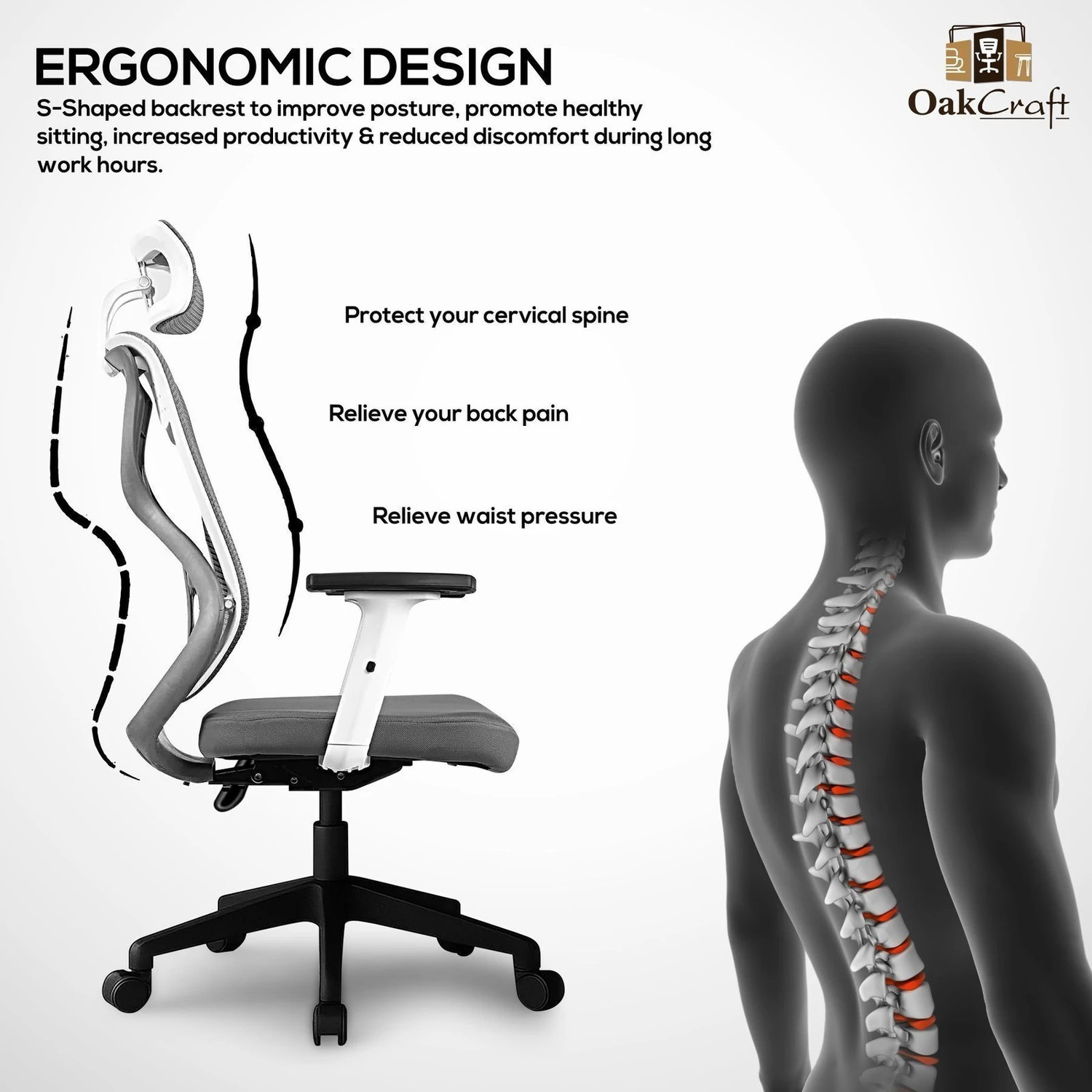 Image of Oakcraft Mesh Office Adjustable Arm Chair