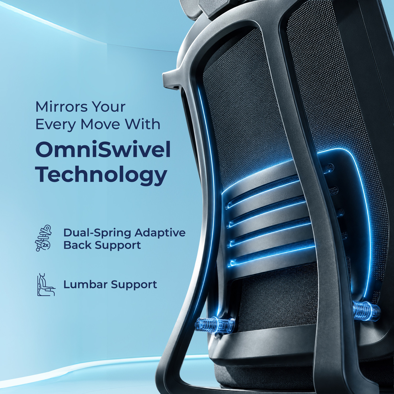 Image of The Sleep Company SwivL Ergonomic Chair | SmartGRID Seat | Adjustable Armrest 135Recline Mesh Office Executive Chair